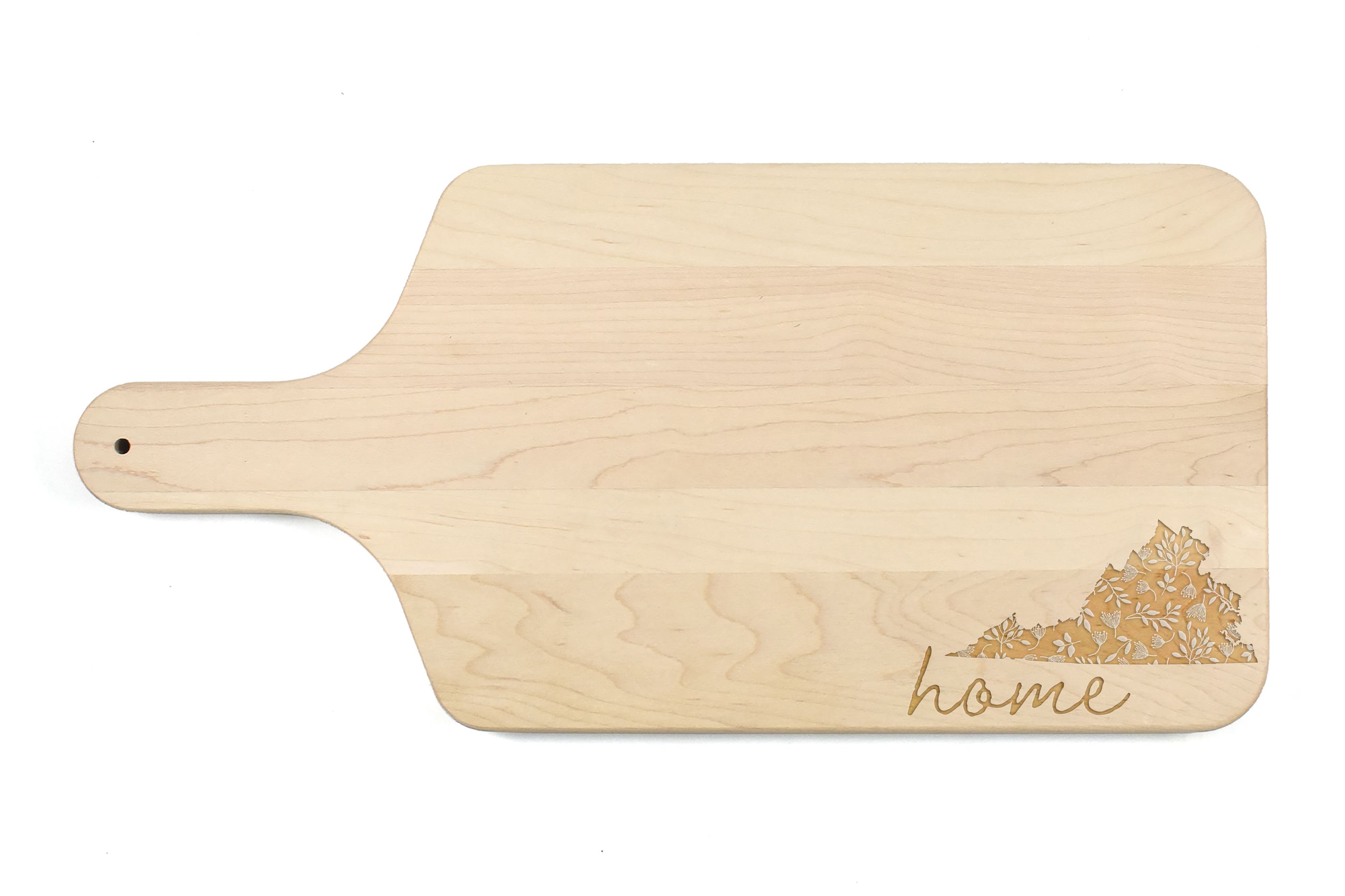 17" Floral Home State Maple Paddle Cutting Board