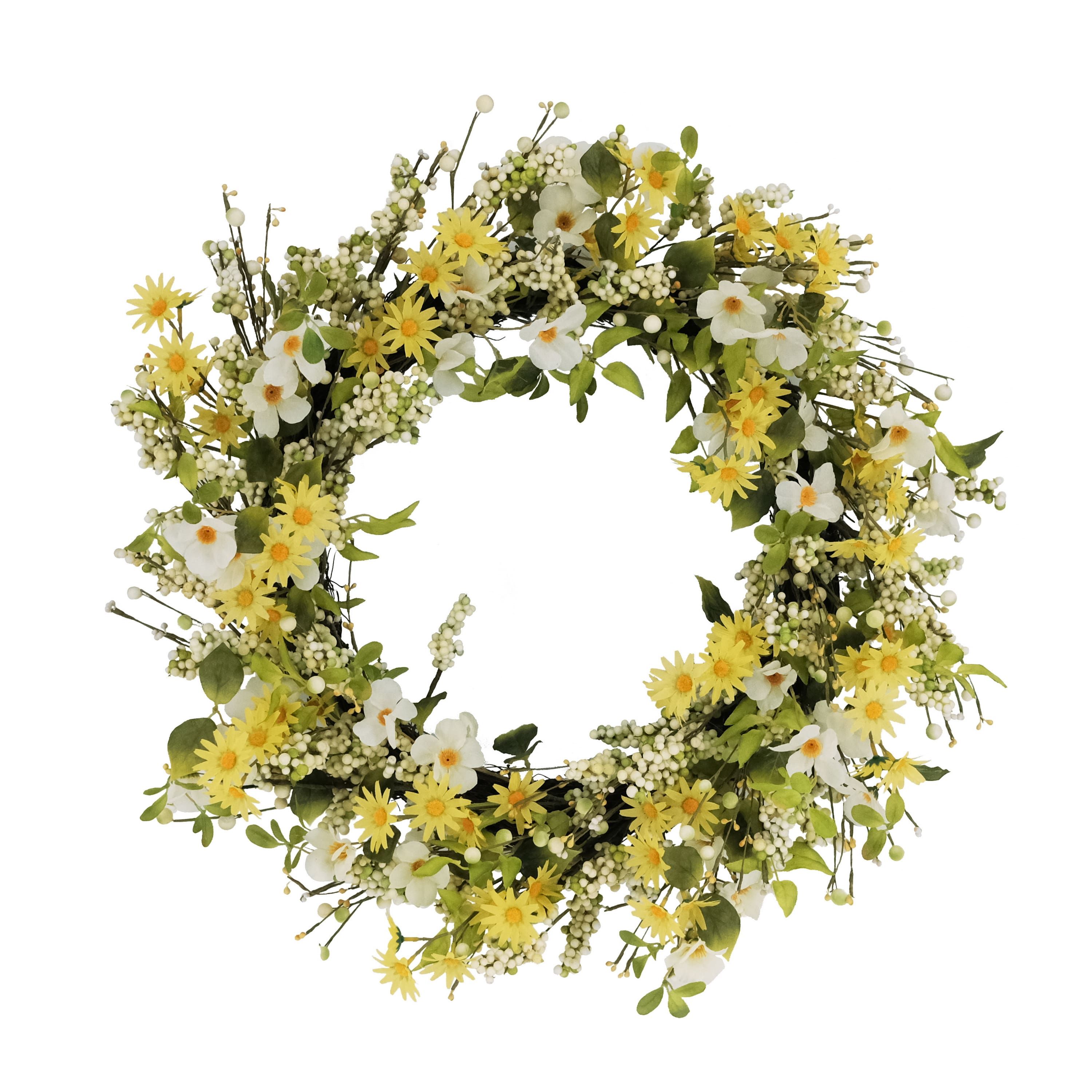 30 Yellow White Dogwood Daisy Floral Spring Wreath Michaels