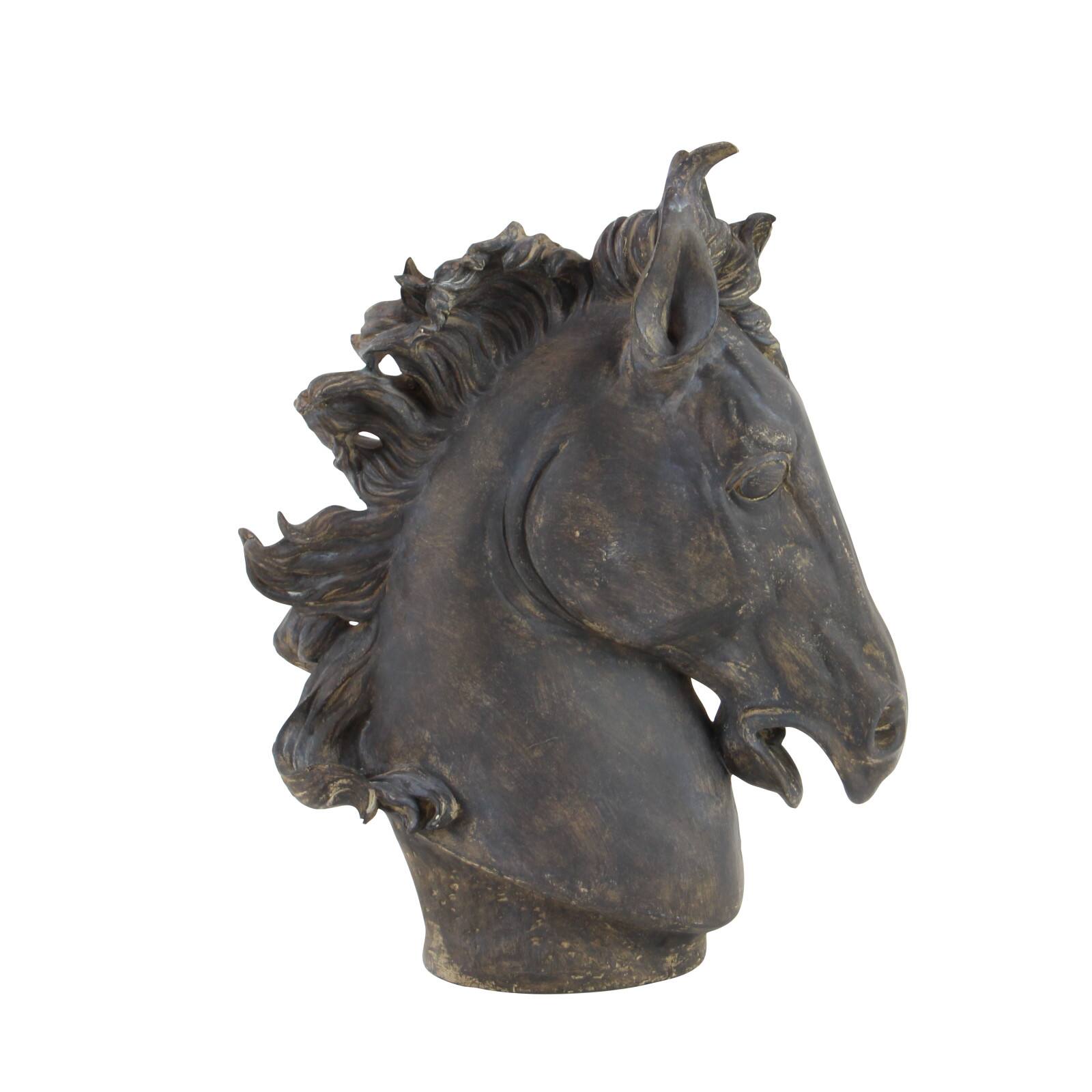 25" Brown Polystone Traditional Horse Sculpture