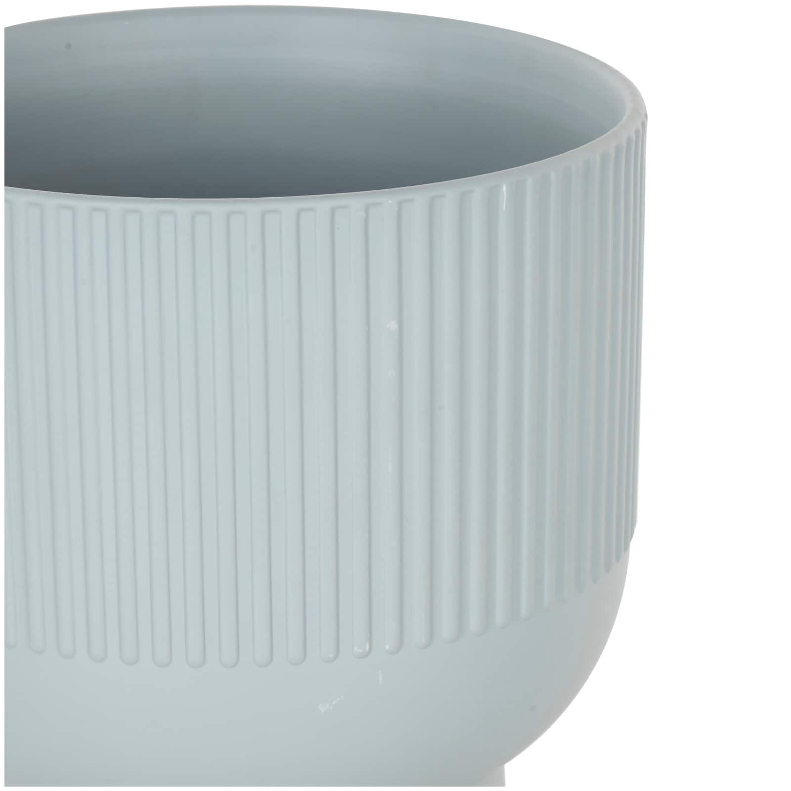 Light Blue Ceramic Planter with Tapered Base Set