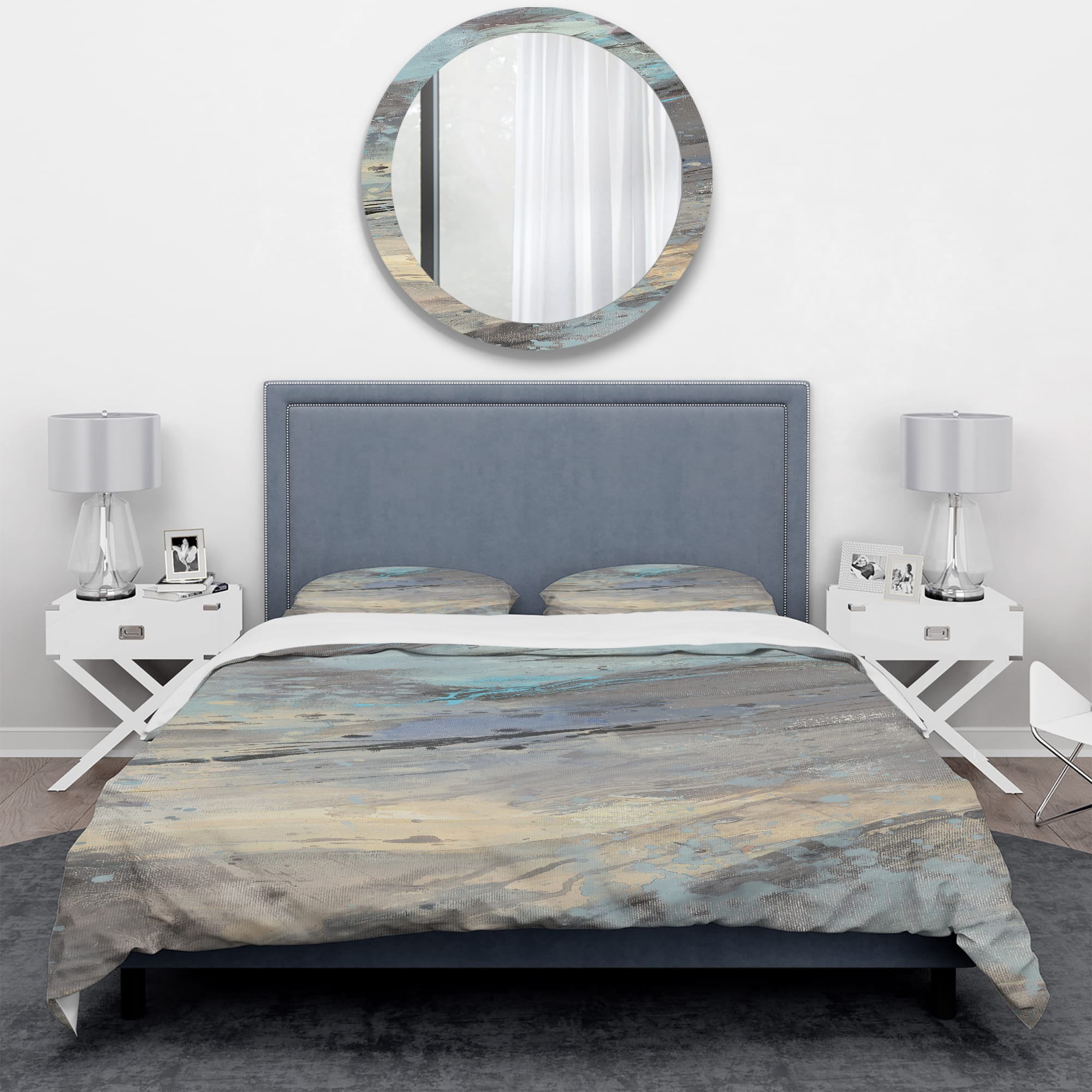 Designart &#x27;Rock Teal Panel I&#x27; Geometric Bedding Set - Duvet Cover &#x26; Shams