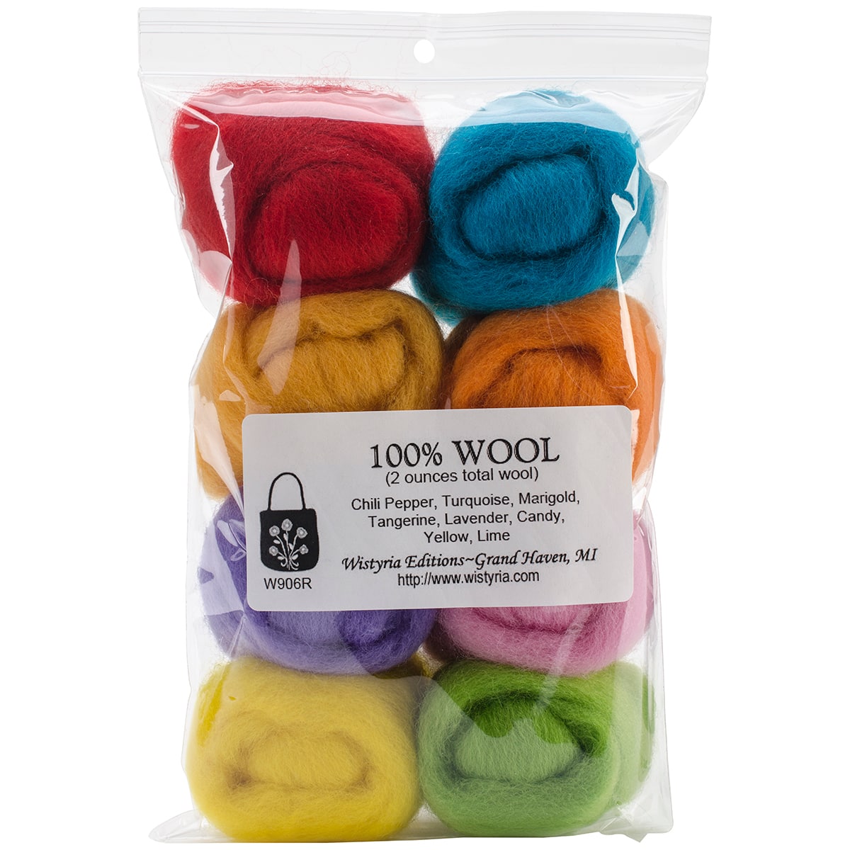 Wistyria Editions Confetti Wool Roving Rolls, 2oz.