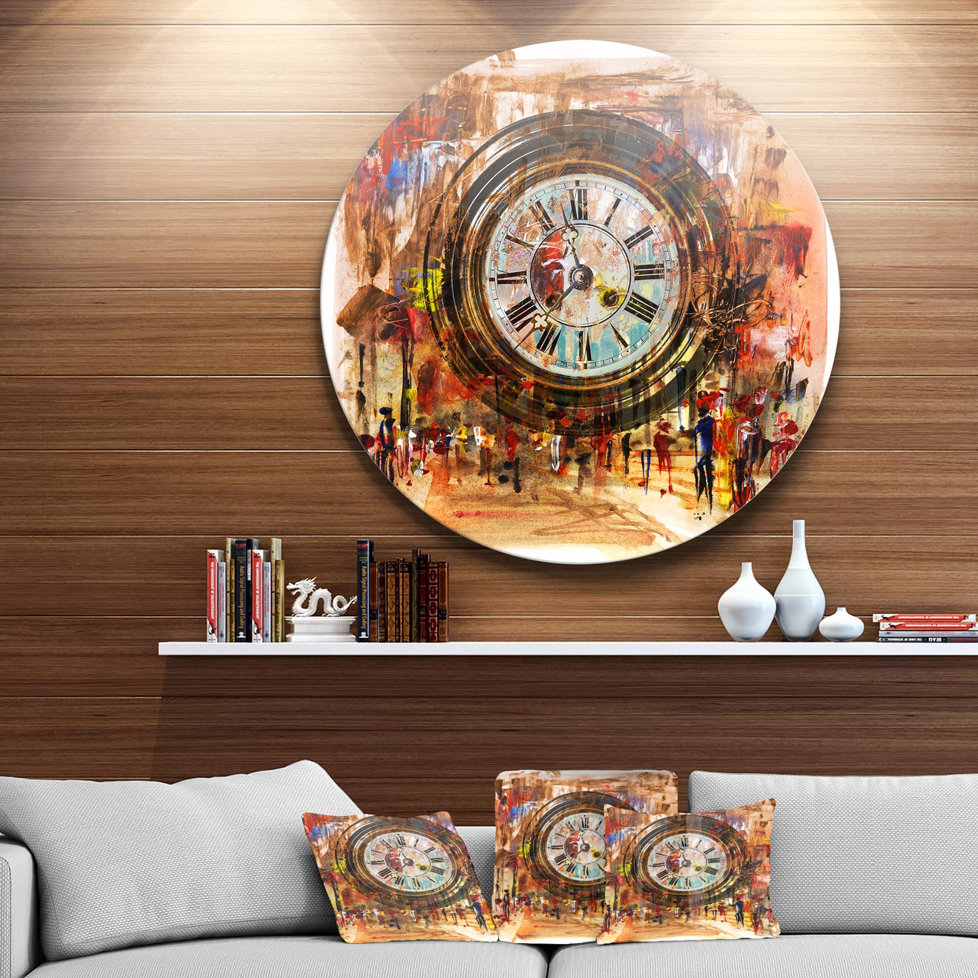 Designart - People and Time Acrylic Painting' Large Abstract Metal Artwork