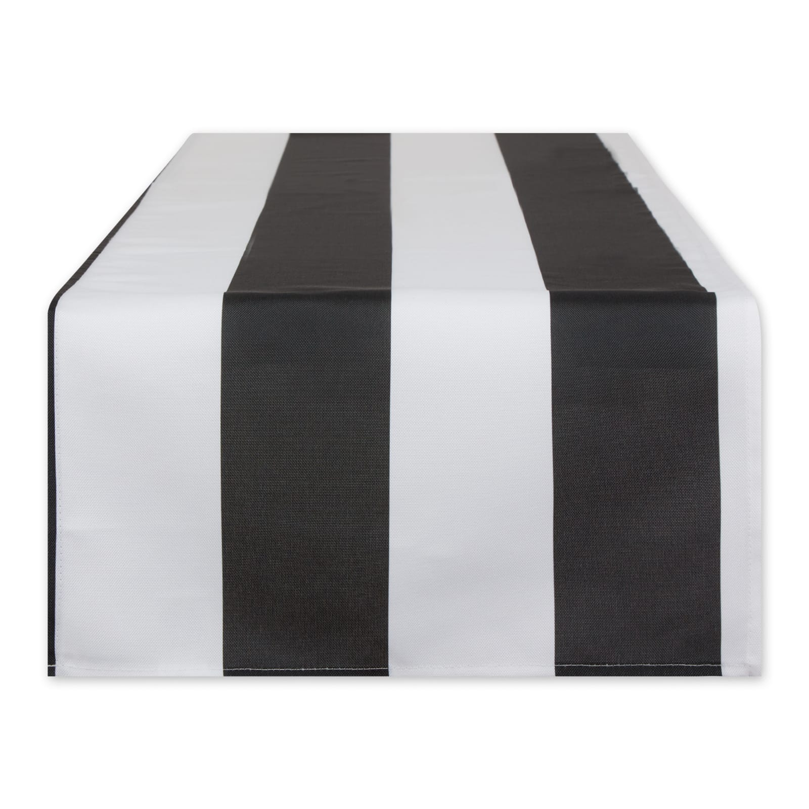 Black Cabana Stripe Print Outdoor Table Runner,, 14" x 72"