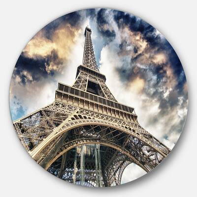 Designart - The Paris Paris Eiffel TowerView from Ground' Ultra Glossy Cityscape Circle Wall Art in Blue | 23" x 23" | Michaels®