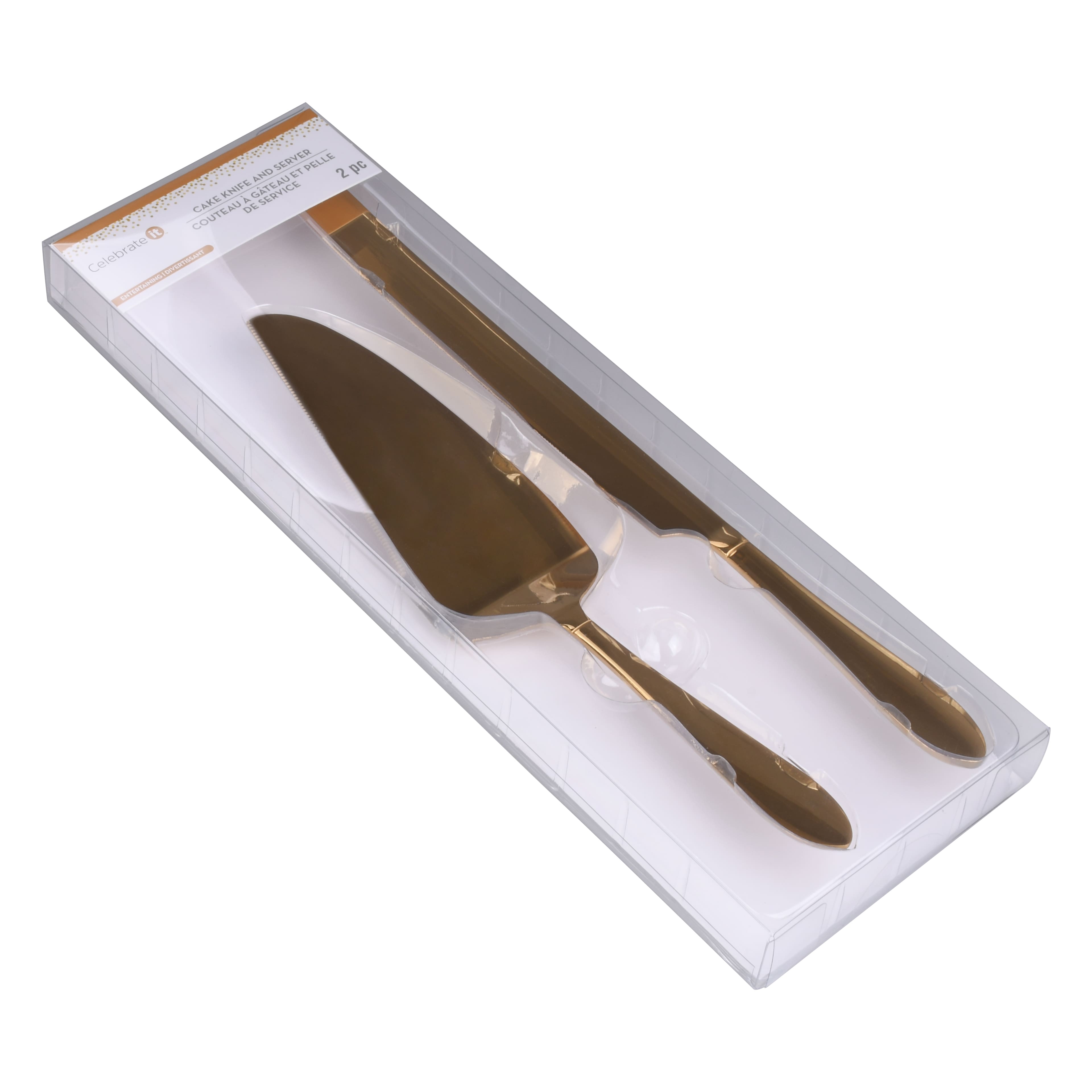 Gold-Finished Stainless Steel Cake Knife & Server Set by Celebrate It™