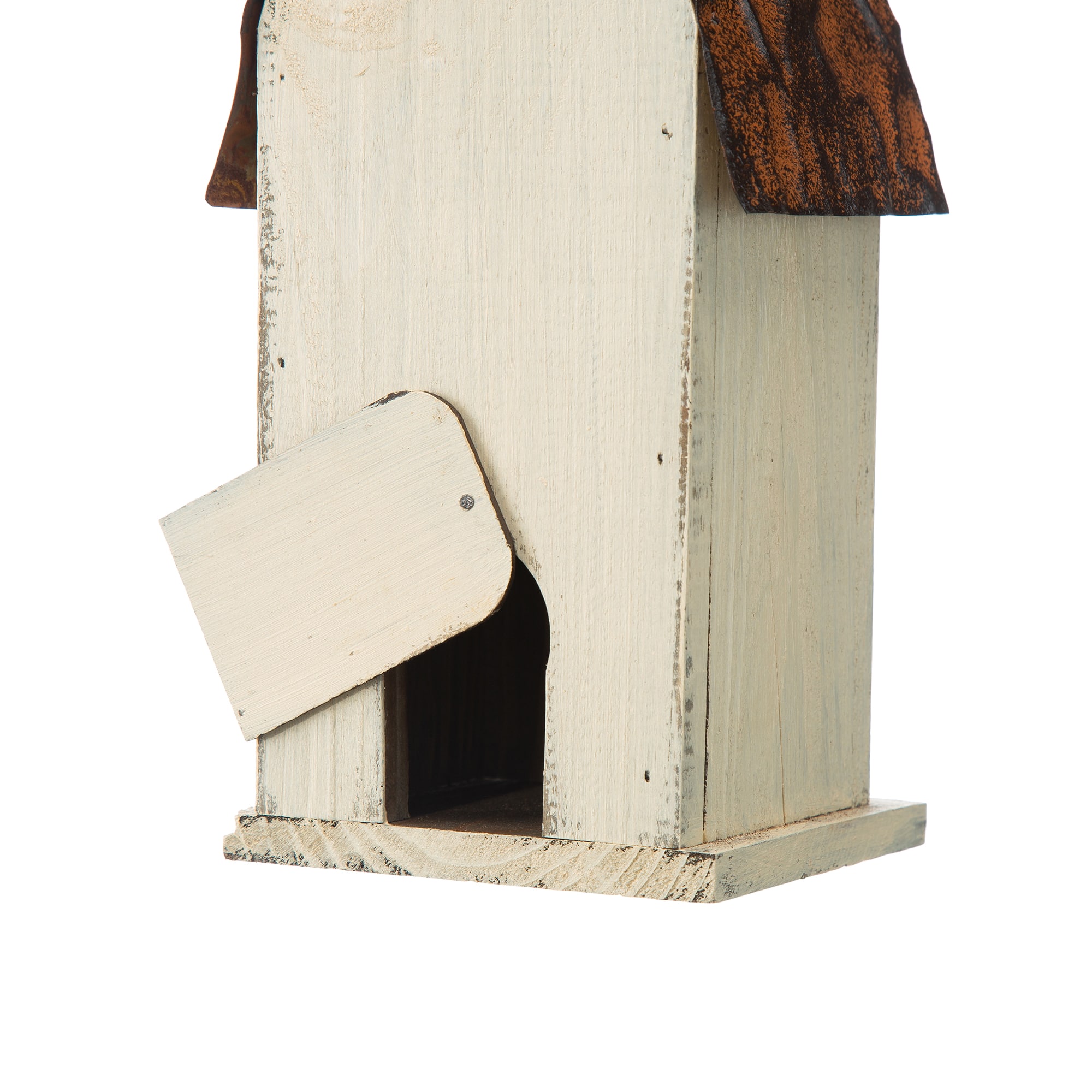 Glitzhome® 13.25" White Distressed Wood Birdhouse