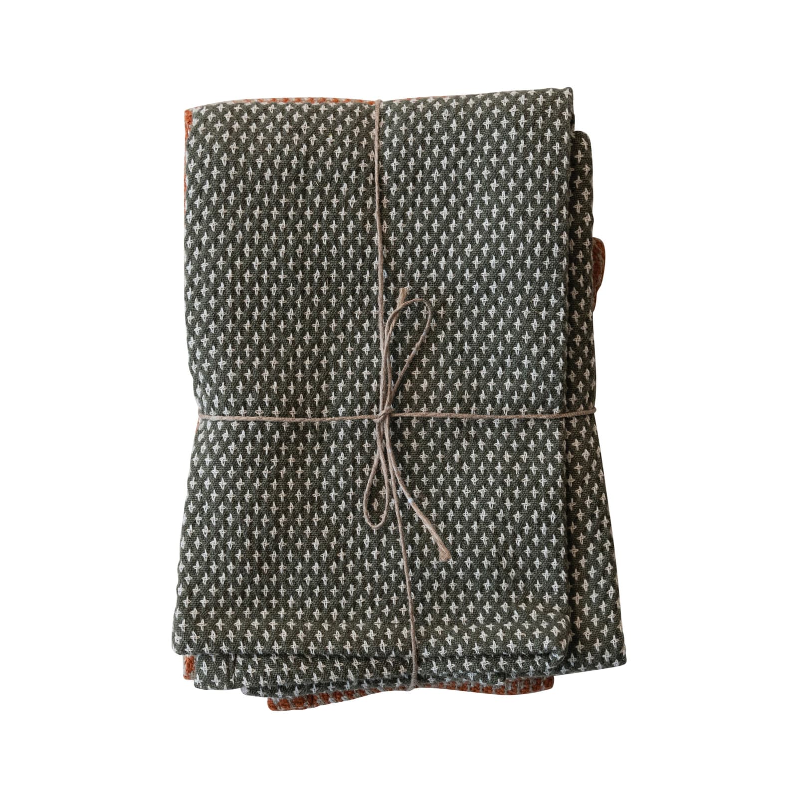 Hello Honey&#xAE; Orange &#x26; Charcoal Woven Cotton Dobby Tea Towel Set