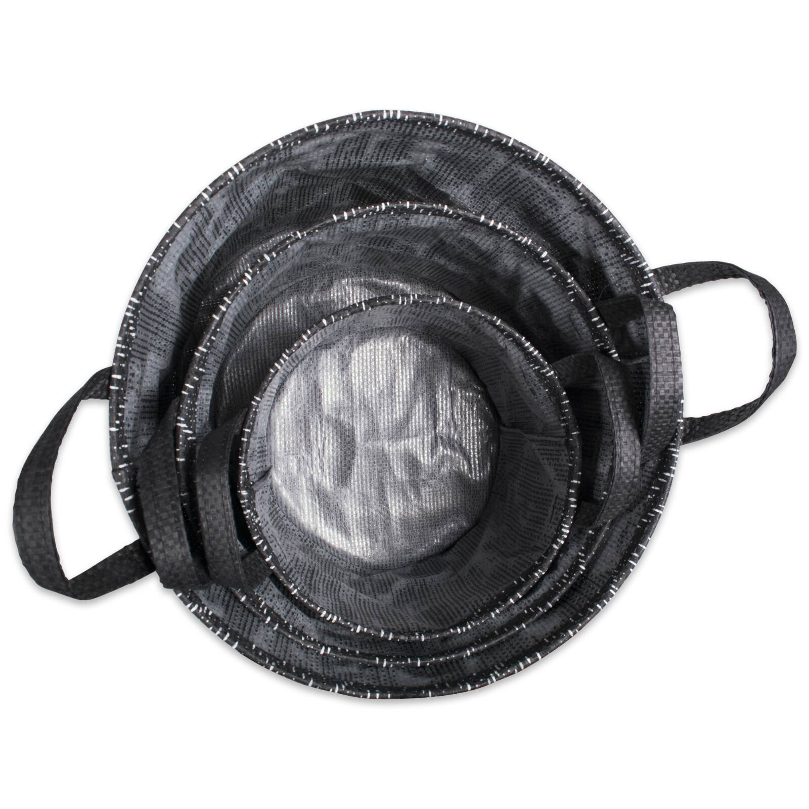 DII® Round Black & White Tribal Chevron PE-Coated Woven Paper Laundry Bin Set