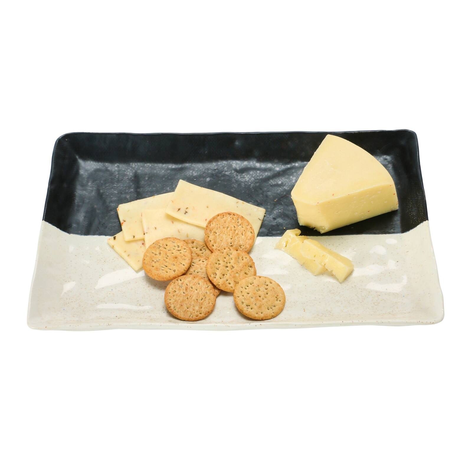 Hello Honey® 14" Black & White Stoneware Plates with Reactive Glaze, 2ct.