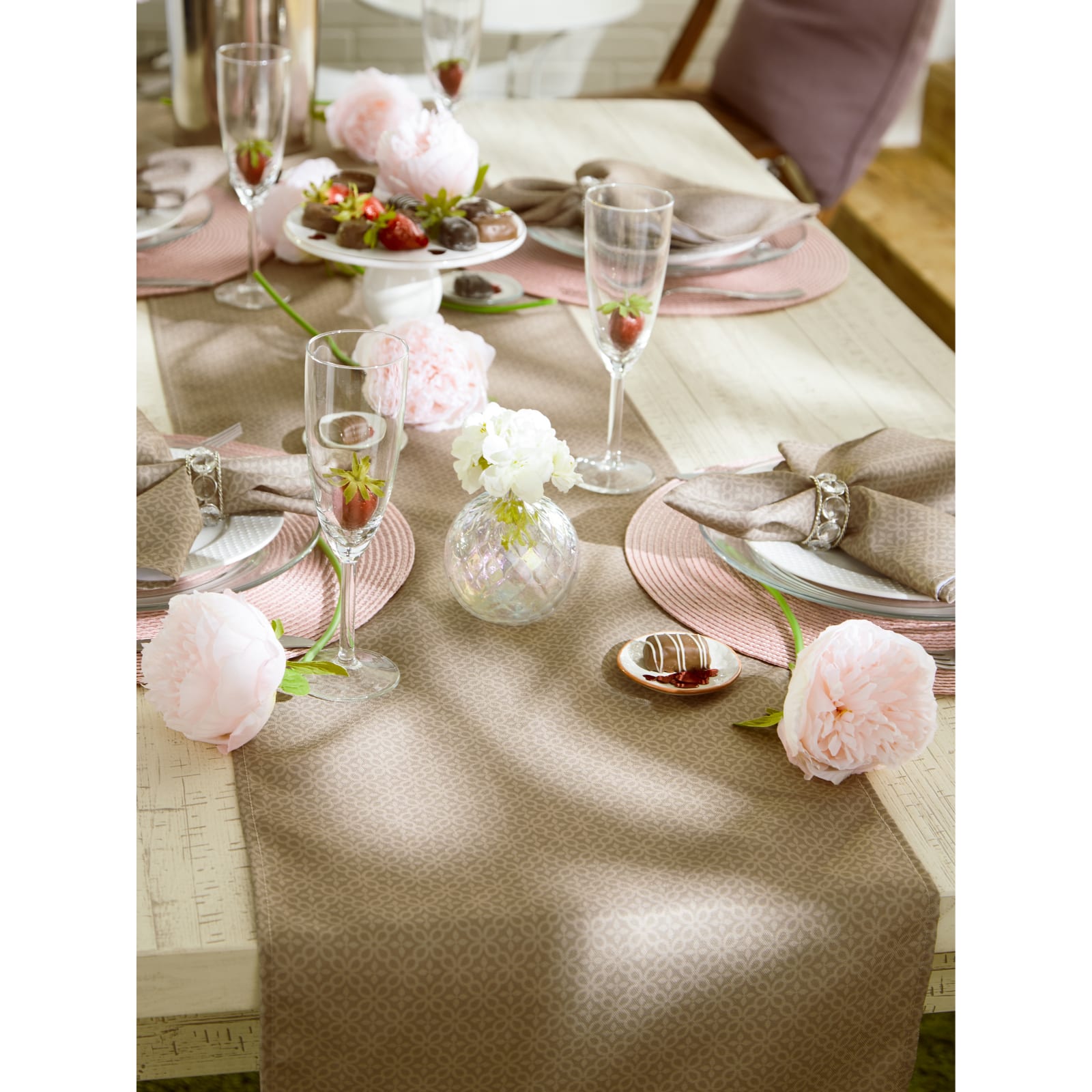 DII® 72" Tonal Lattice Print Outdoor Table Runner