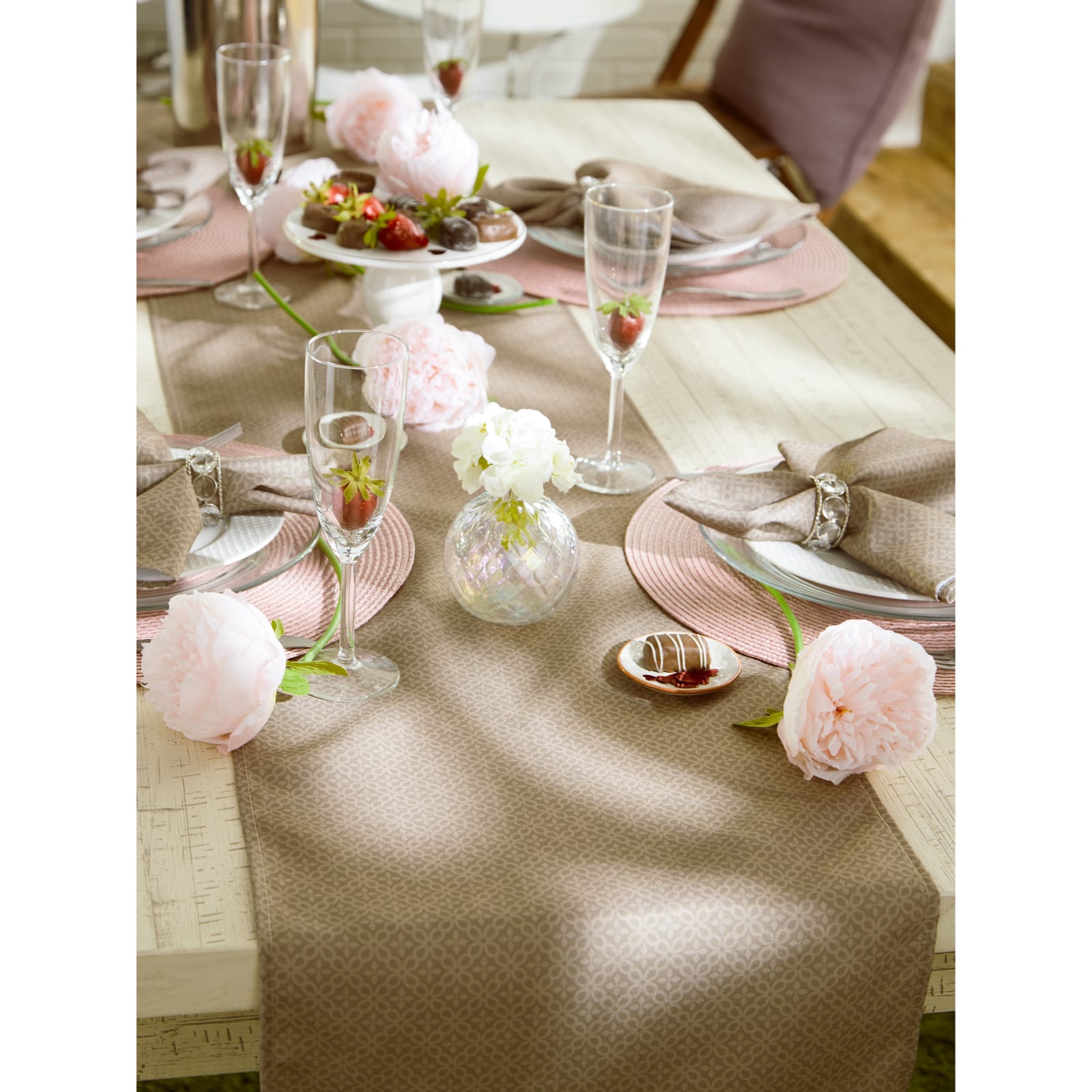 DII&#xAE; 72&#x22; Tonal Lattice Print Outdoor Table Runner