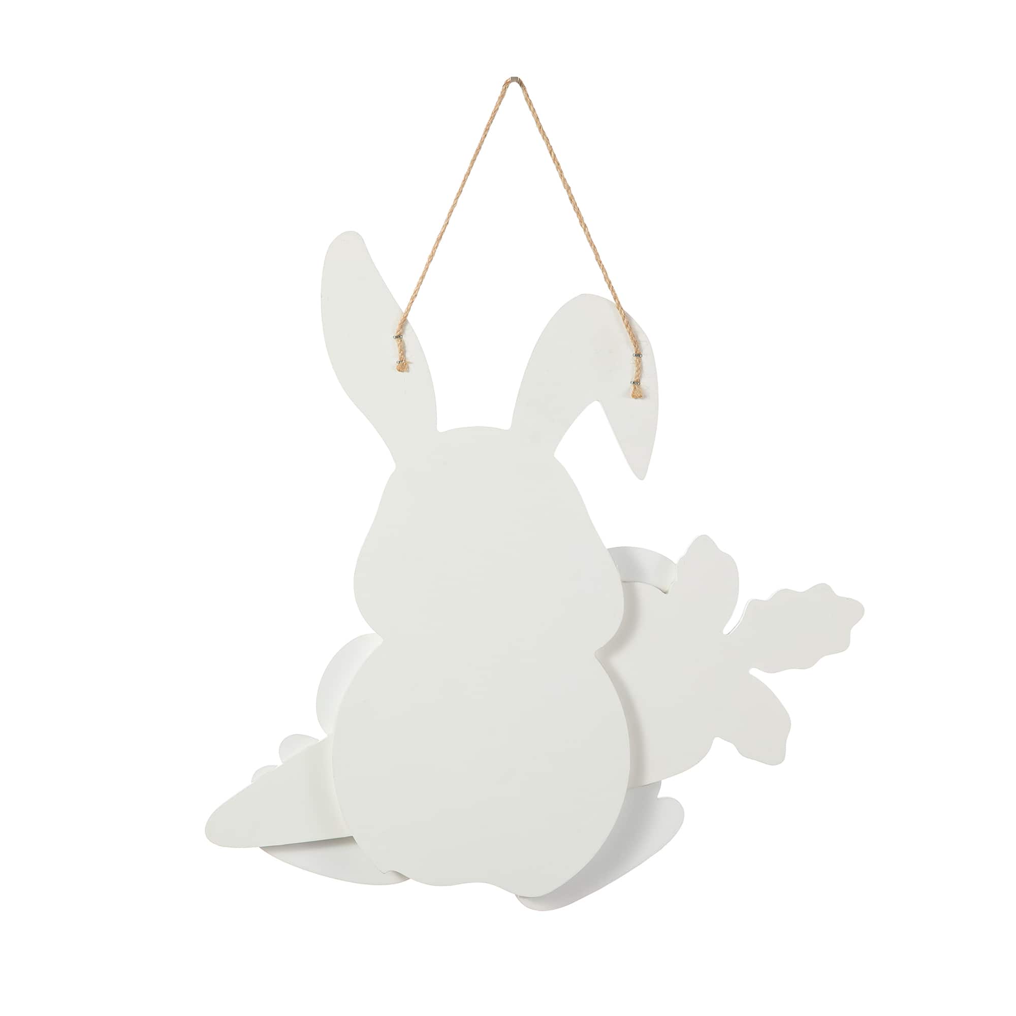 Glitzhome® 14" Happy Easter Bunny & Carrot Door Hanger