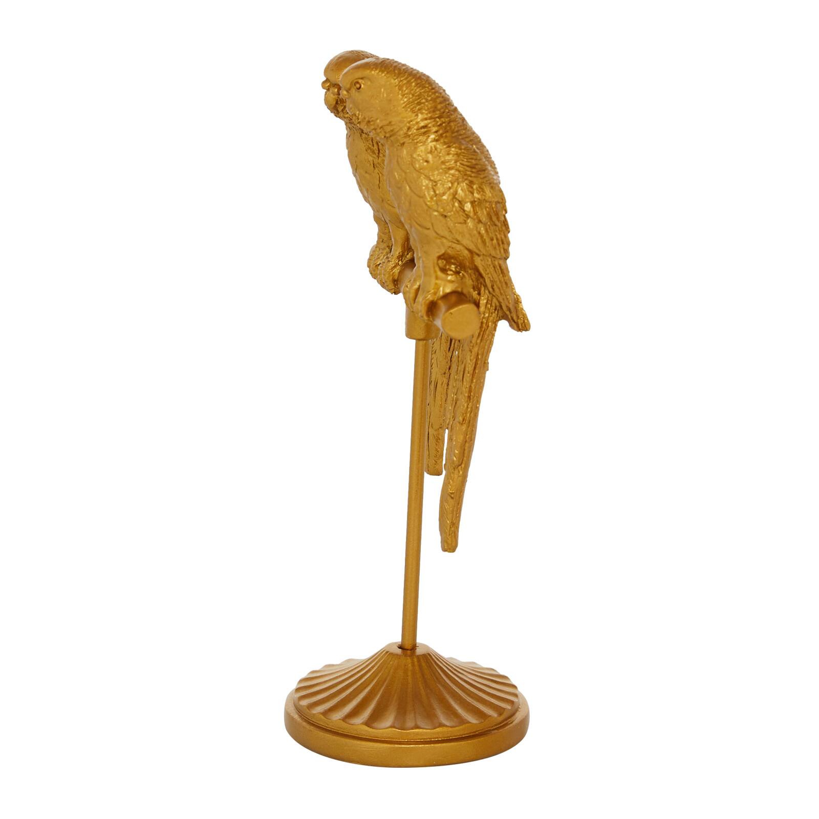 Gold Resin Country Cottage Bird Sculpture, 9" x 3" x 3"