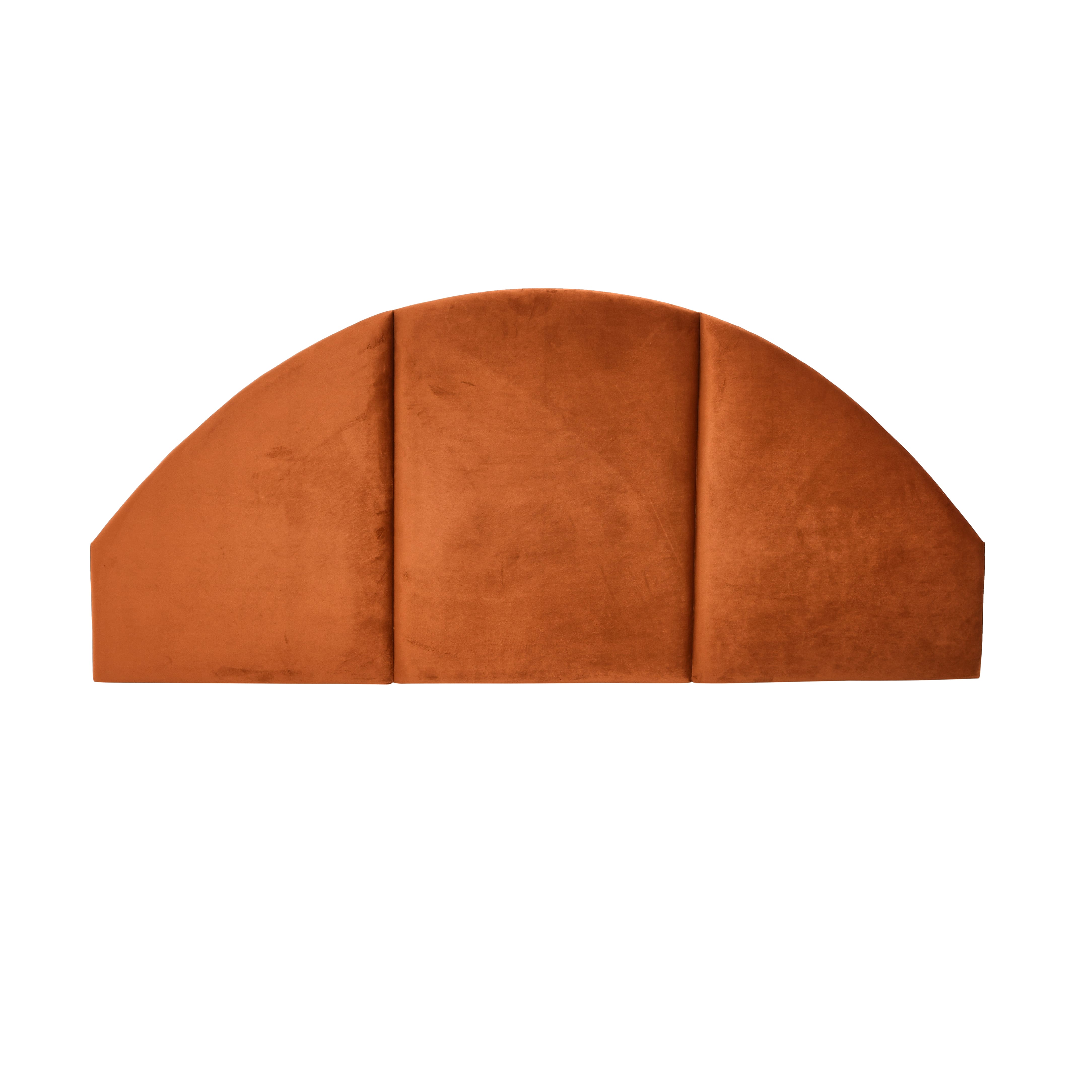 Hello Honey&#xAE; NoSom 64&#x22; Queen Sized Terra Cotta Upholstered Velvet Panel Arched Headboard