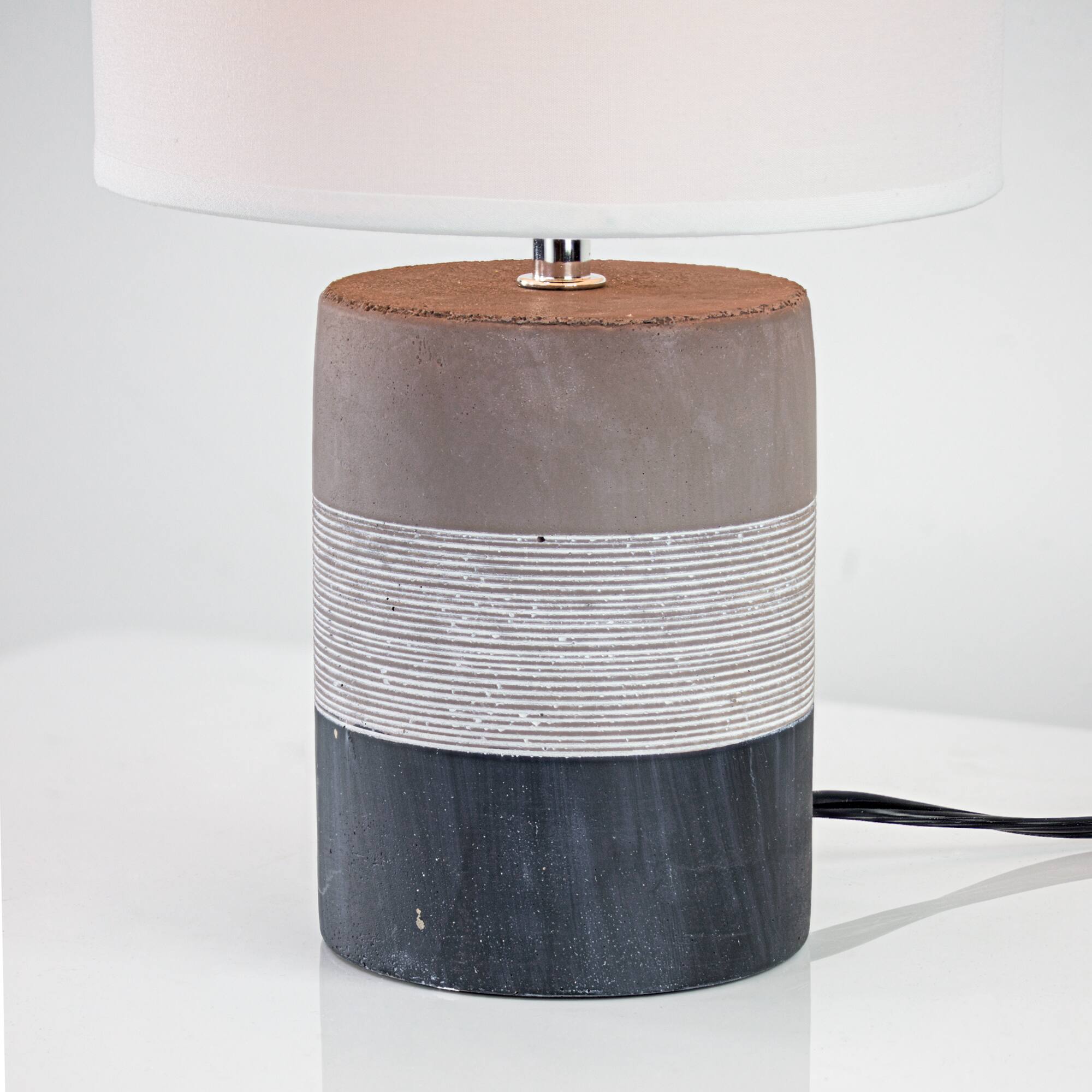 13" Tri-Tone Concrete Table Lamp with Canvas Shade