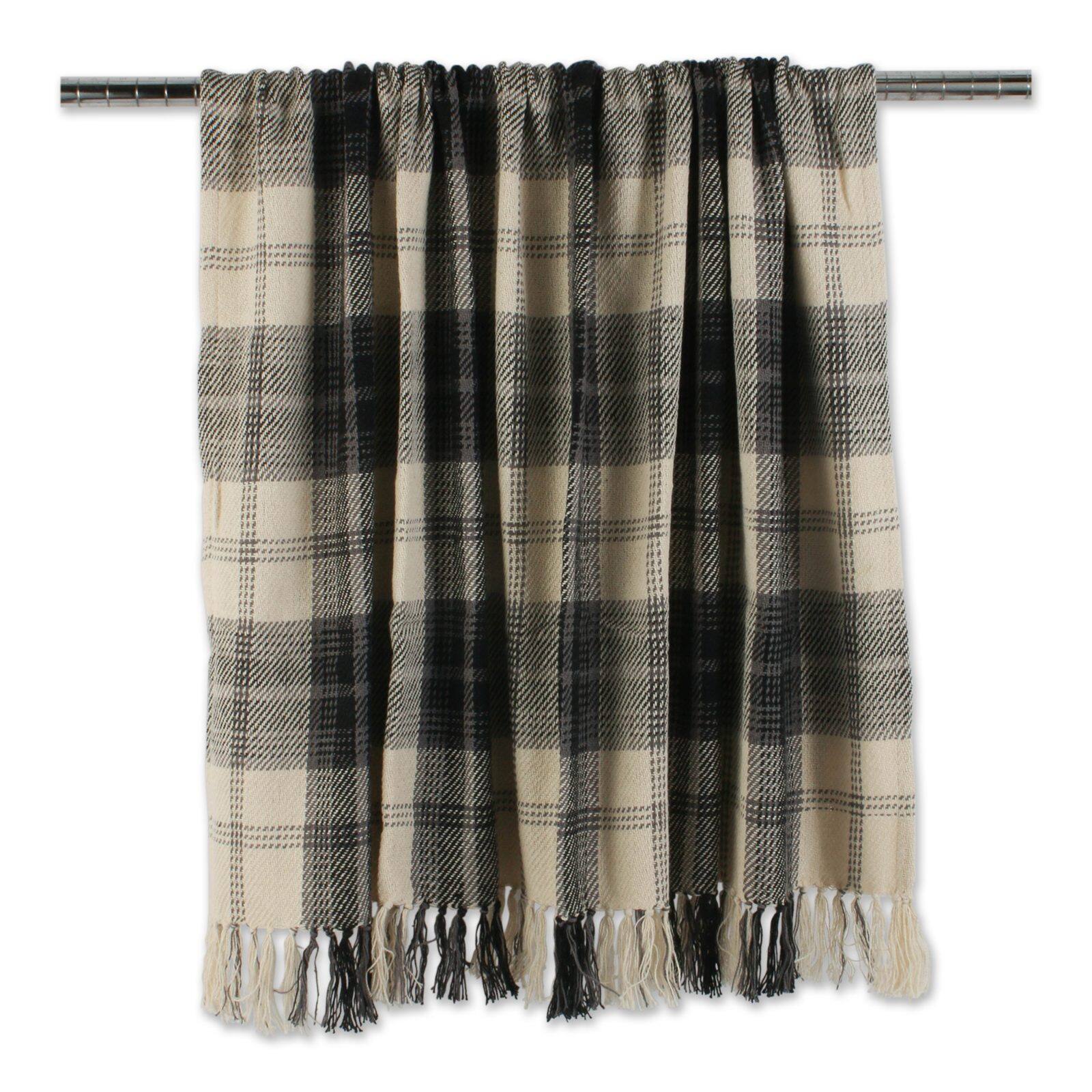 DII&#xAE; Black &#x26; Cream Farmhouse Woven Throw