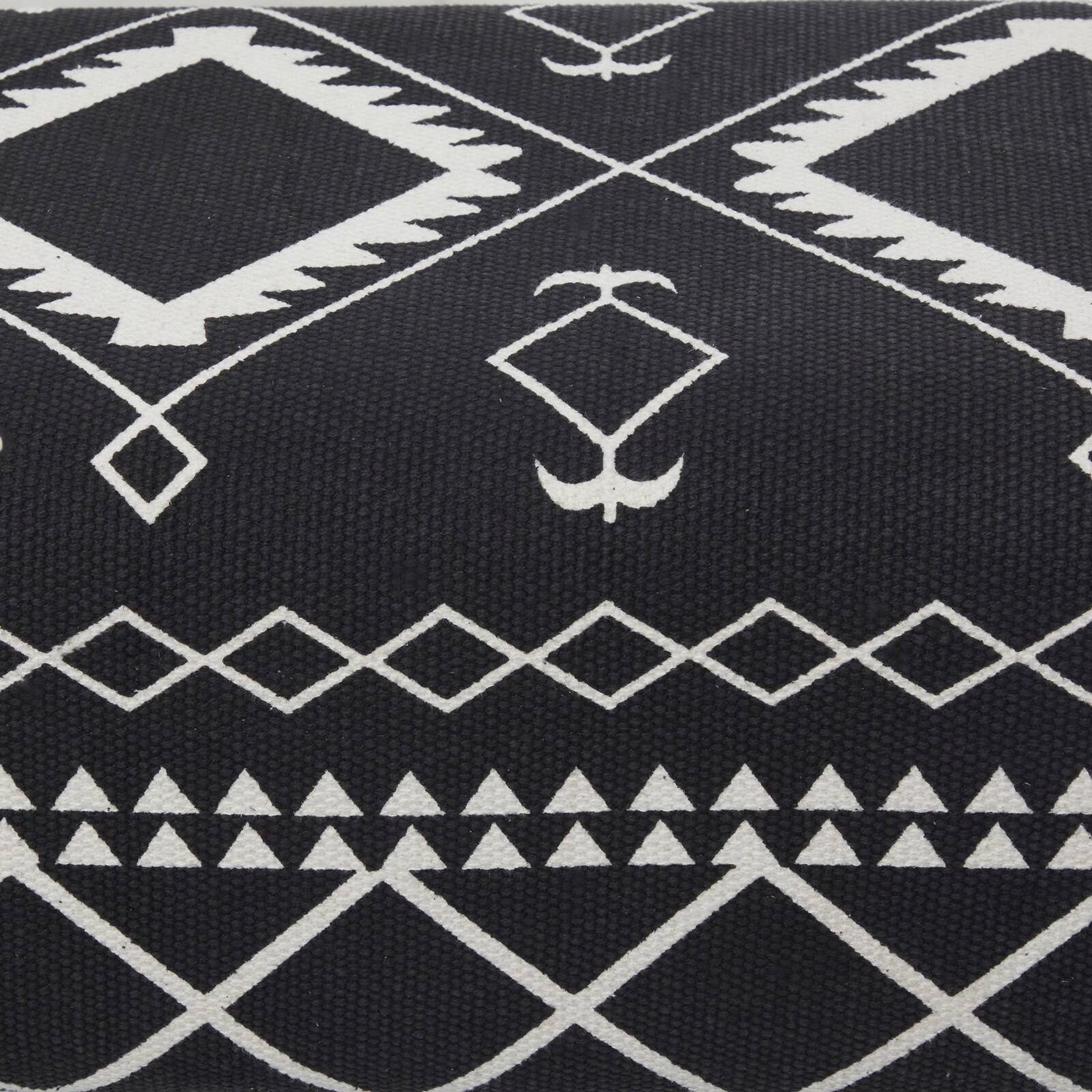 50" Black Wood Upholstered Geometric Bench With Tapered Wooden Legs