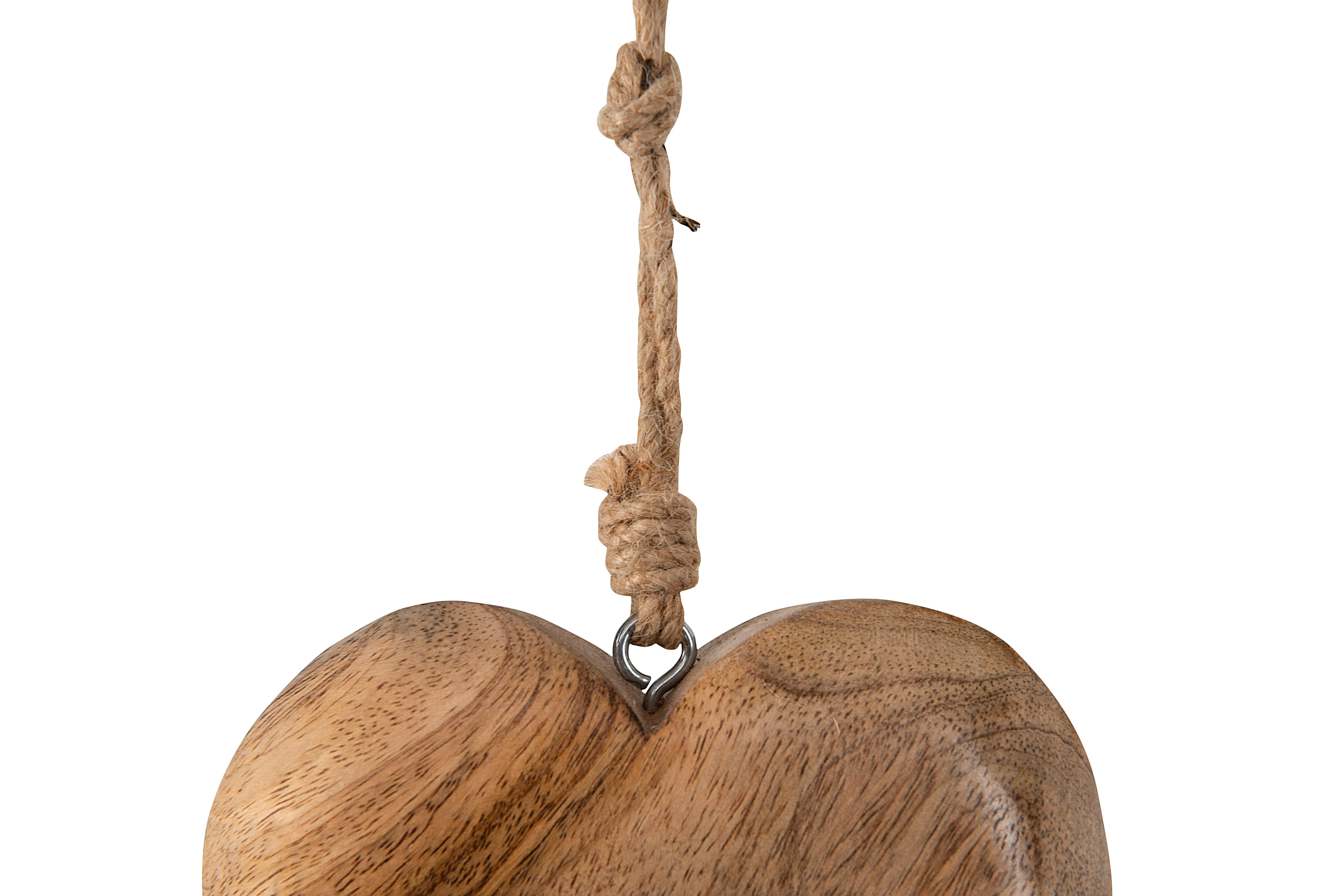 Hello Honey® Mango Wood Hanging Heart with Metal Love