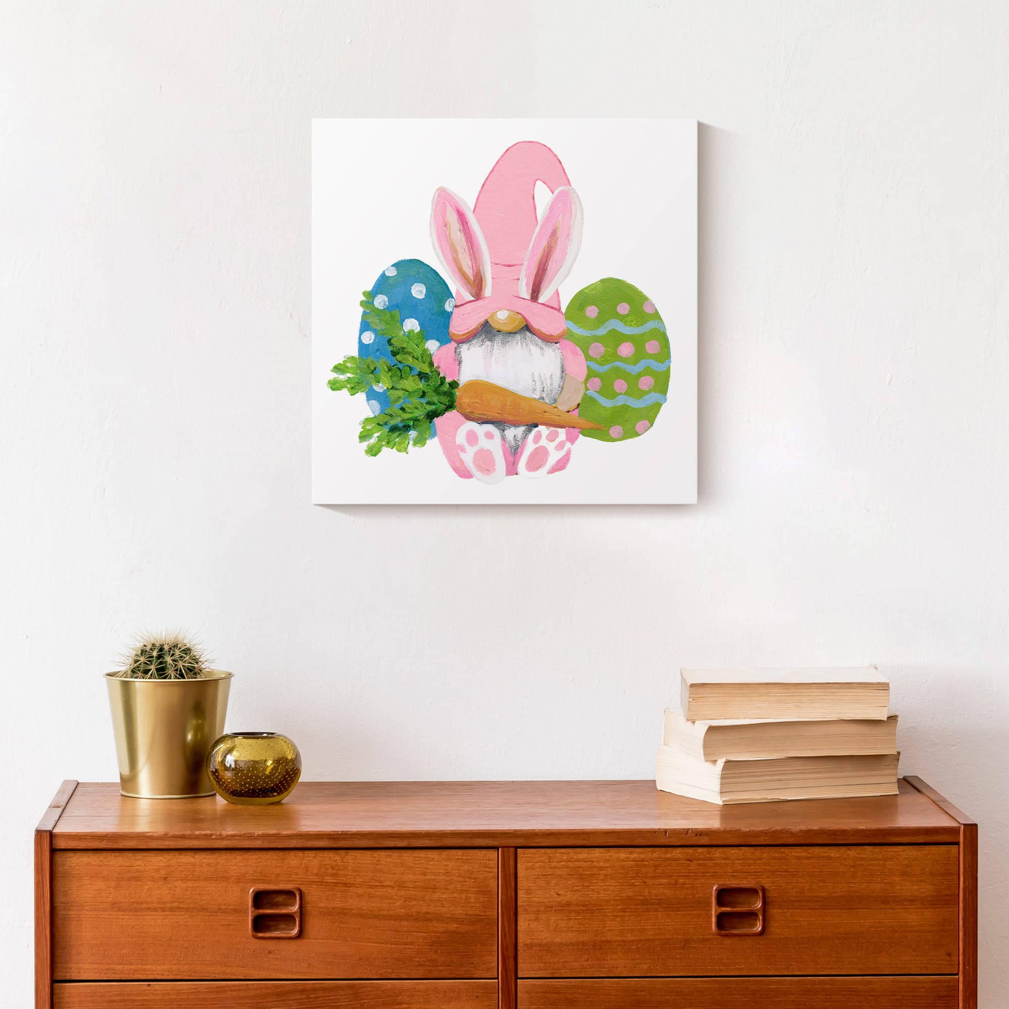 Easter Bunny Gnome 12&#x22; x 12&#x22; Canvas Wall Art