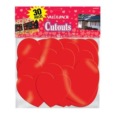 Red Heart Cutouts (9 Count) - Paper