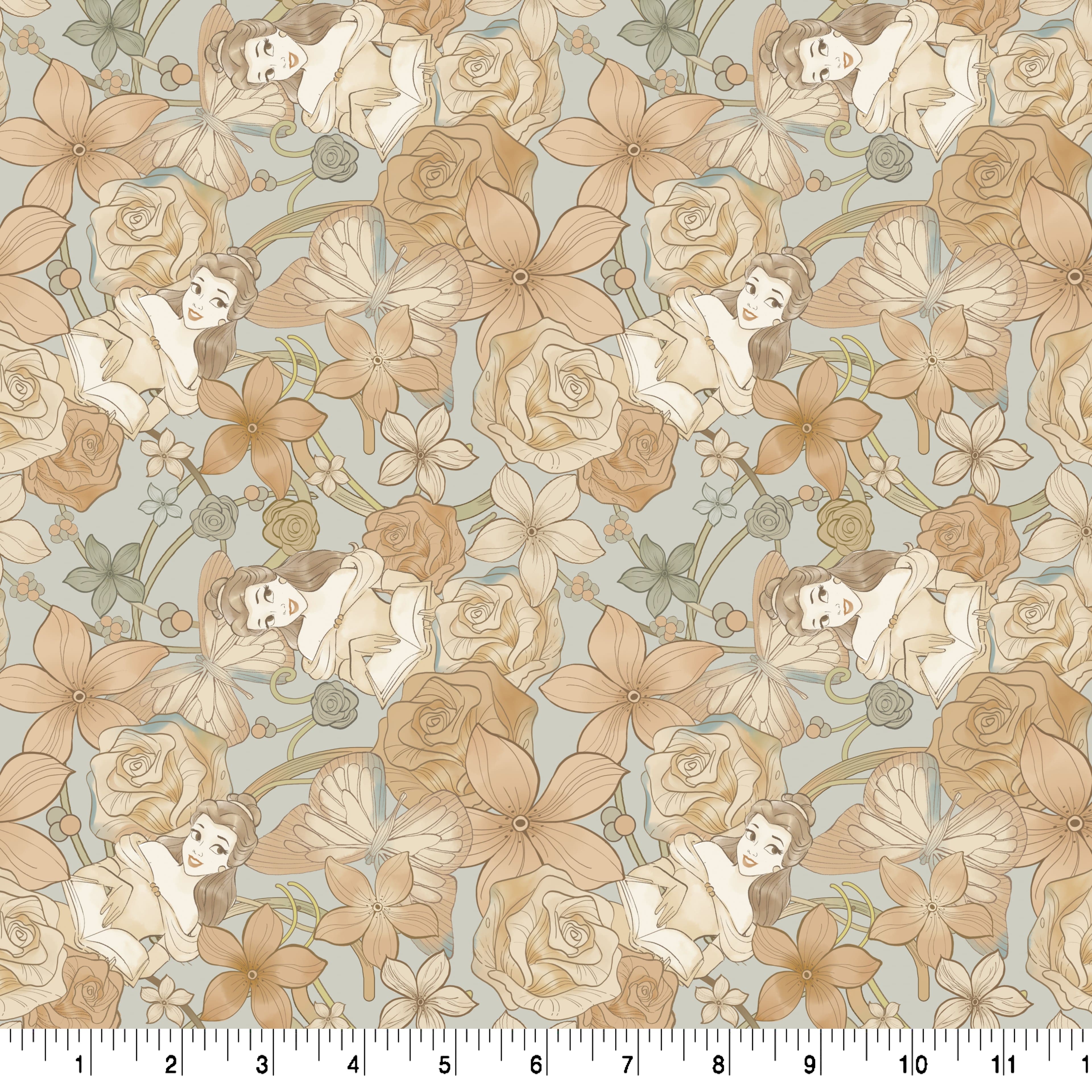 Disney® Sketch Belle & Flowers Cotton Fabric