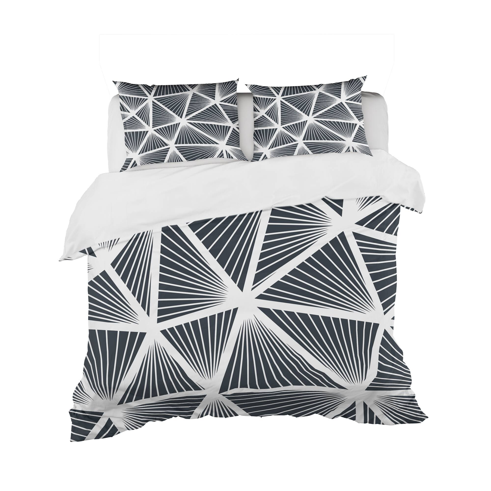 Designart 'Black & White Geometric Decorative Pattern' Modern Bedding Set - Duvet Cover & Shams