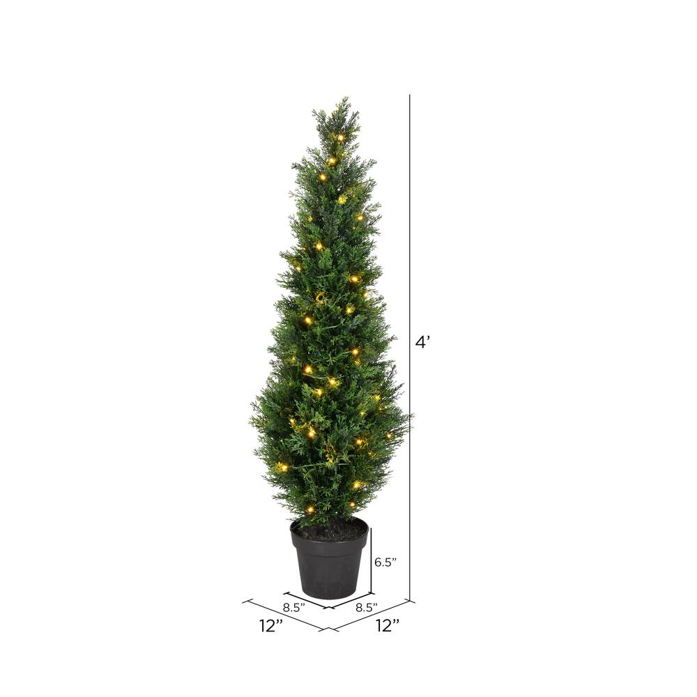 4ft. Pre-Lit Potted Cedar Tree