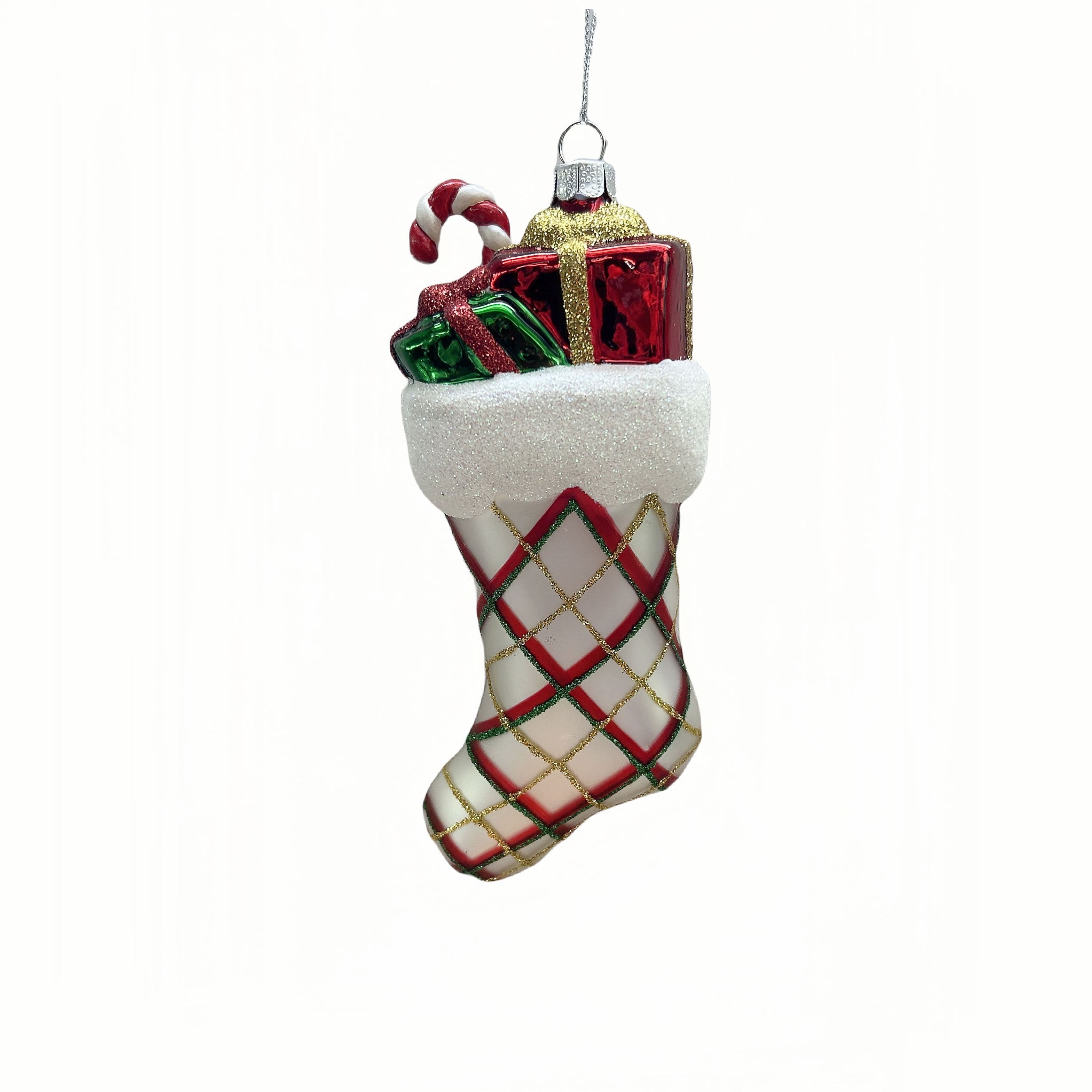 4.75&#x22; White Stocking Glass Ornament by Ashland&#xAE;