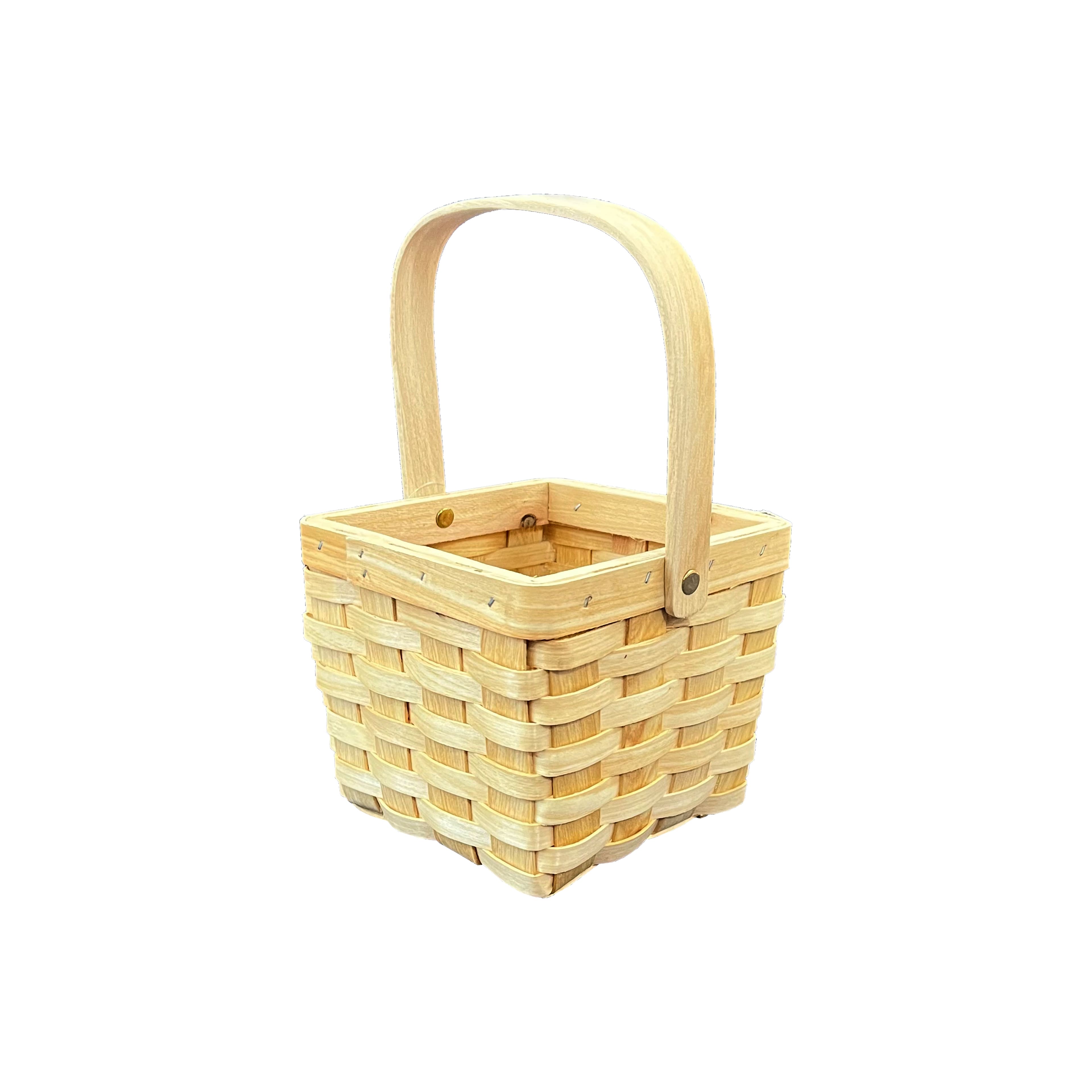 EUC Beautiful Handmade Small Wooden Basket  Wooden basket, Beautiful  handmade, Basket