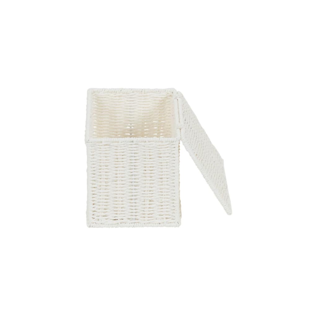Household Essentials Small White Wicker Basket with Lid