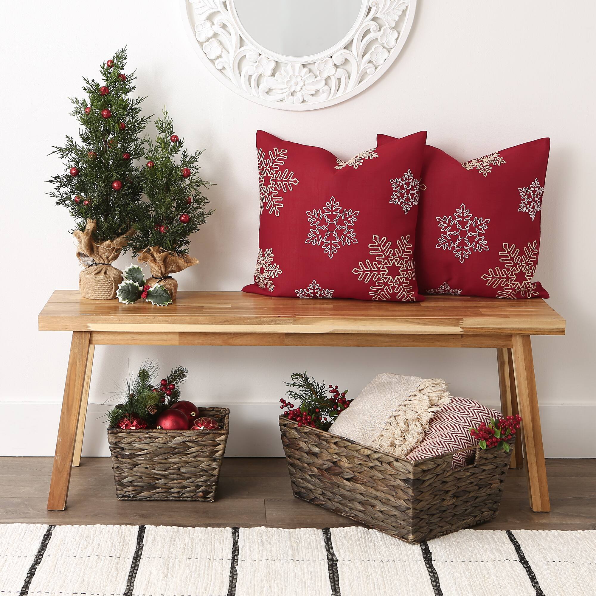 DII® Shimmering Snowflakes Leaves Embroidered Pillow Cover Set