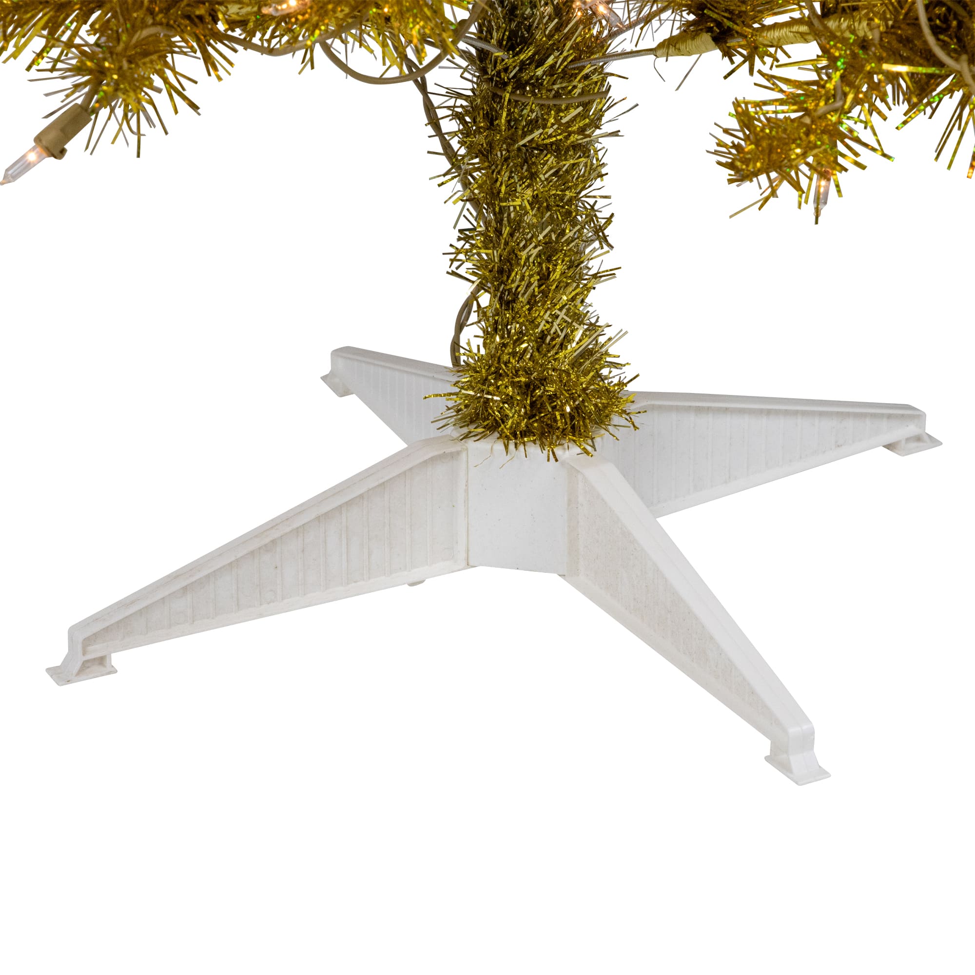 4ft. Pre-Lit Gold Iridescent Tinsel Slim Artificial Christmas Tree, Clear Lights