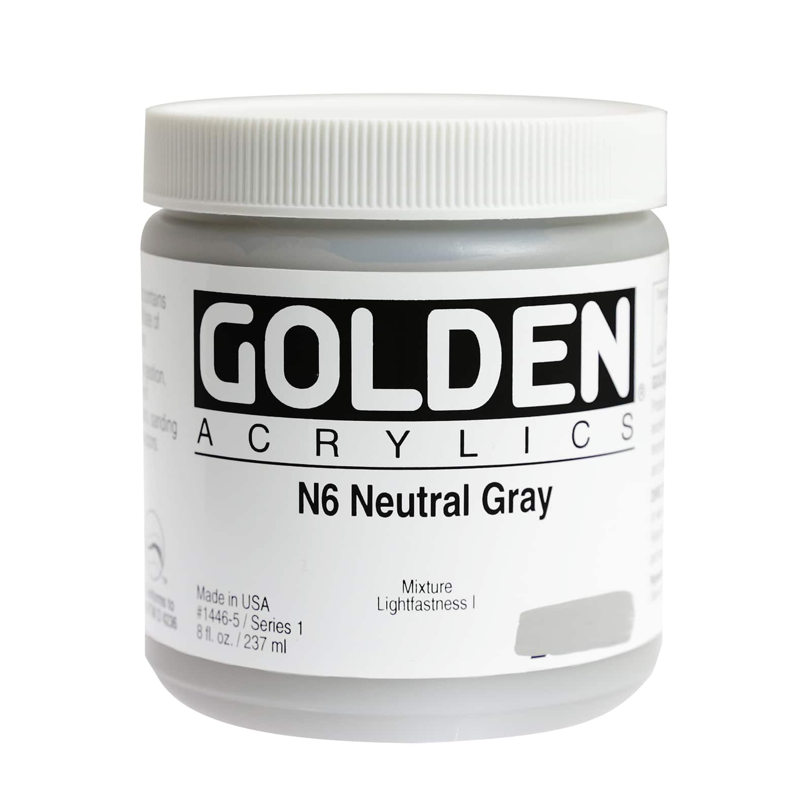 Golden Heavy Body Acrylic Paint, 8 oz in N6 Neutral Gray
