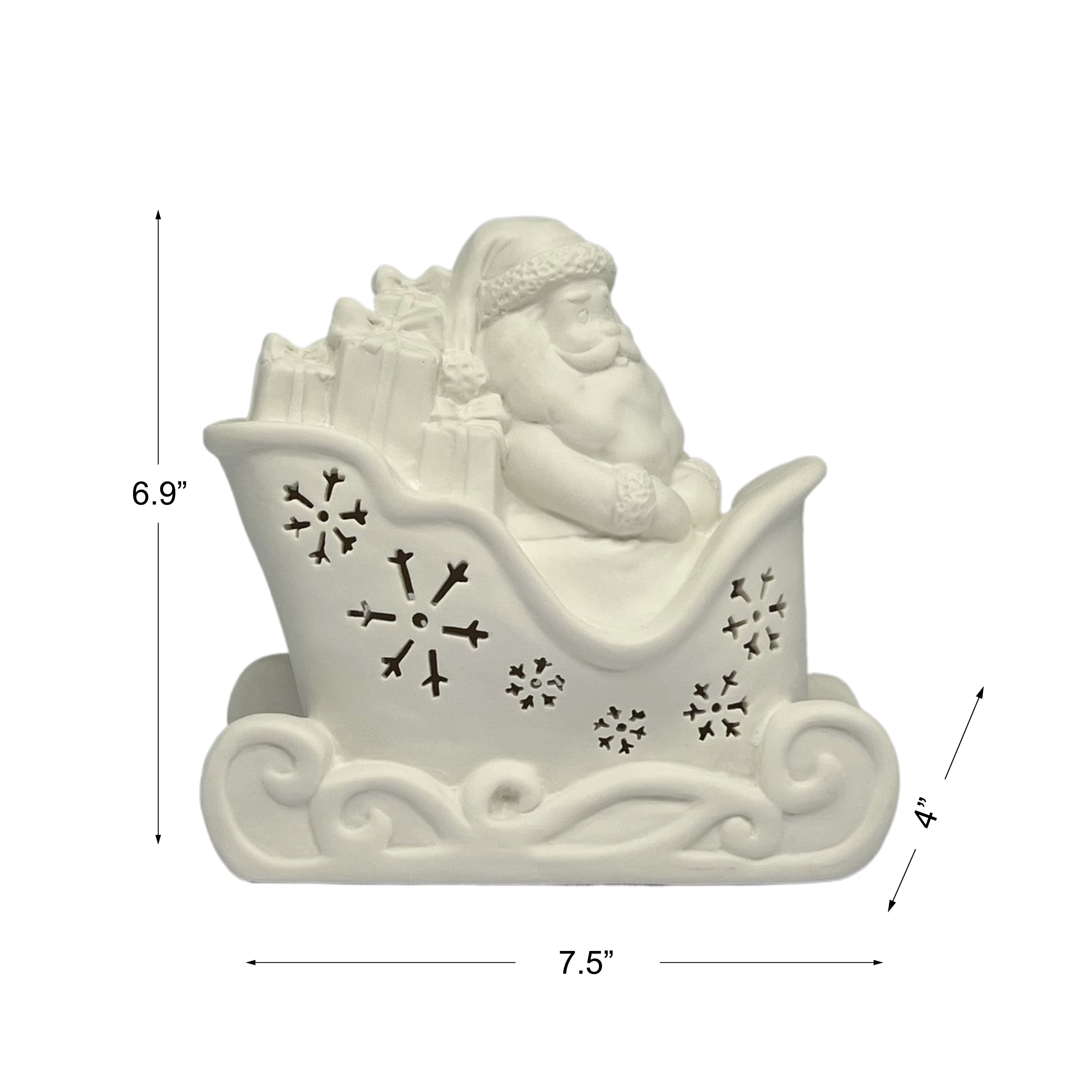 7.5&#x22; LED DIY Ceramic Santa&#x27;s Sleigh D&#xE9;cor by Make Market&#xAE;