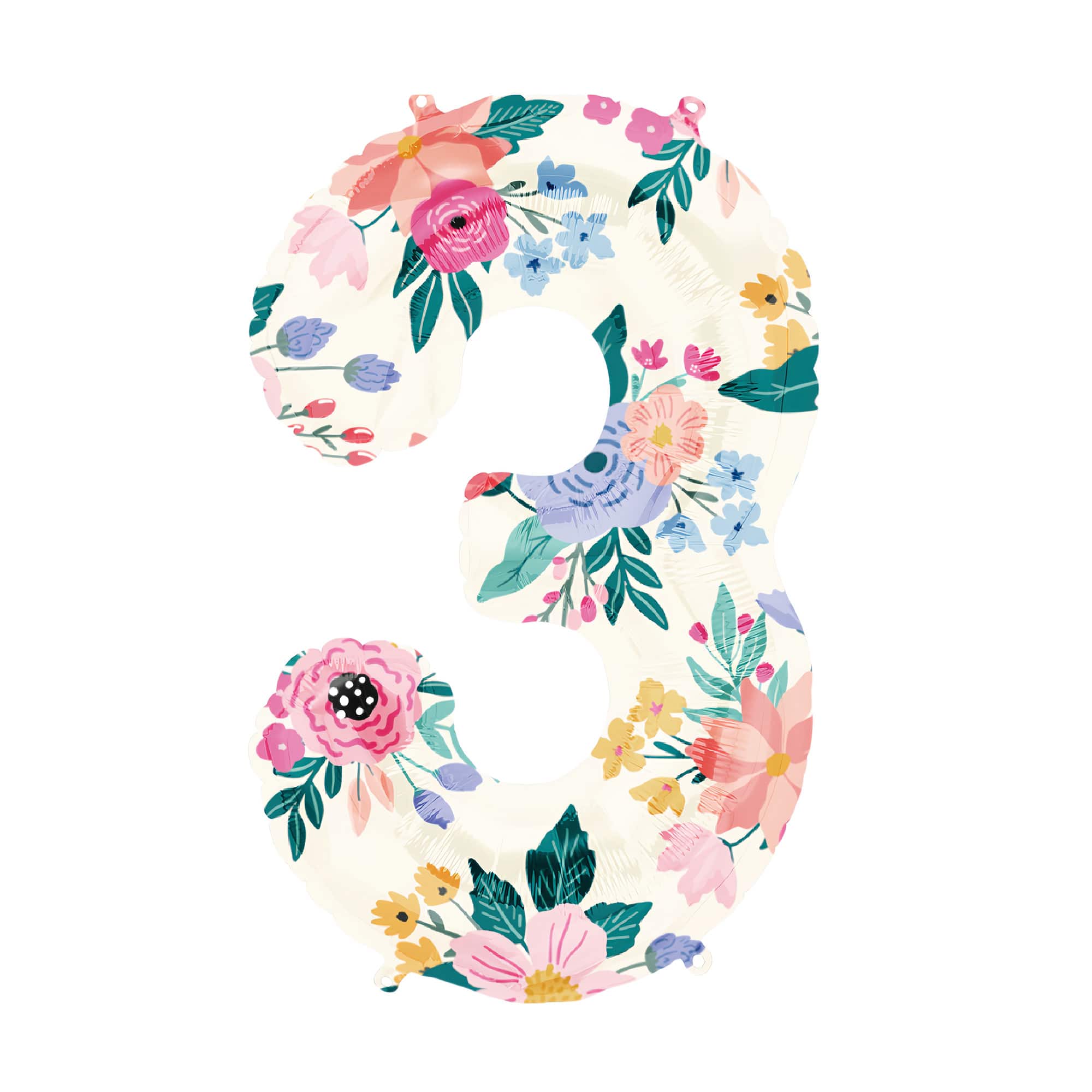 34&#x22; Floral Number Foil Balloon