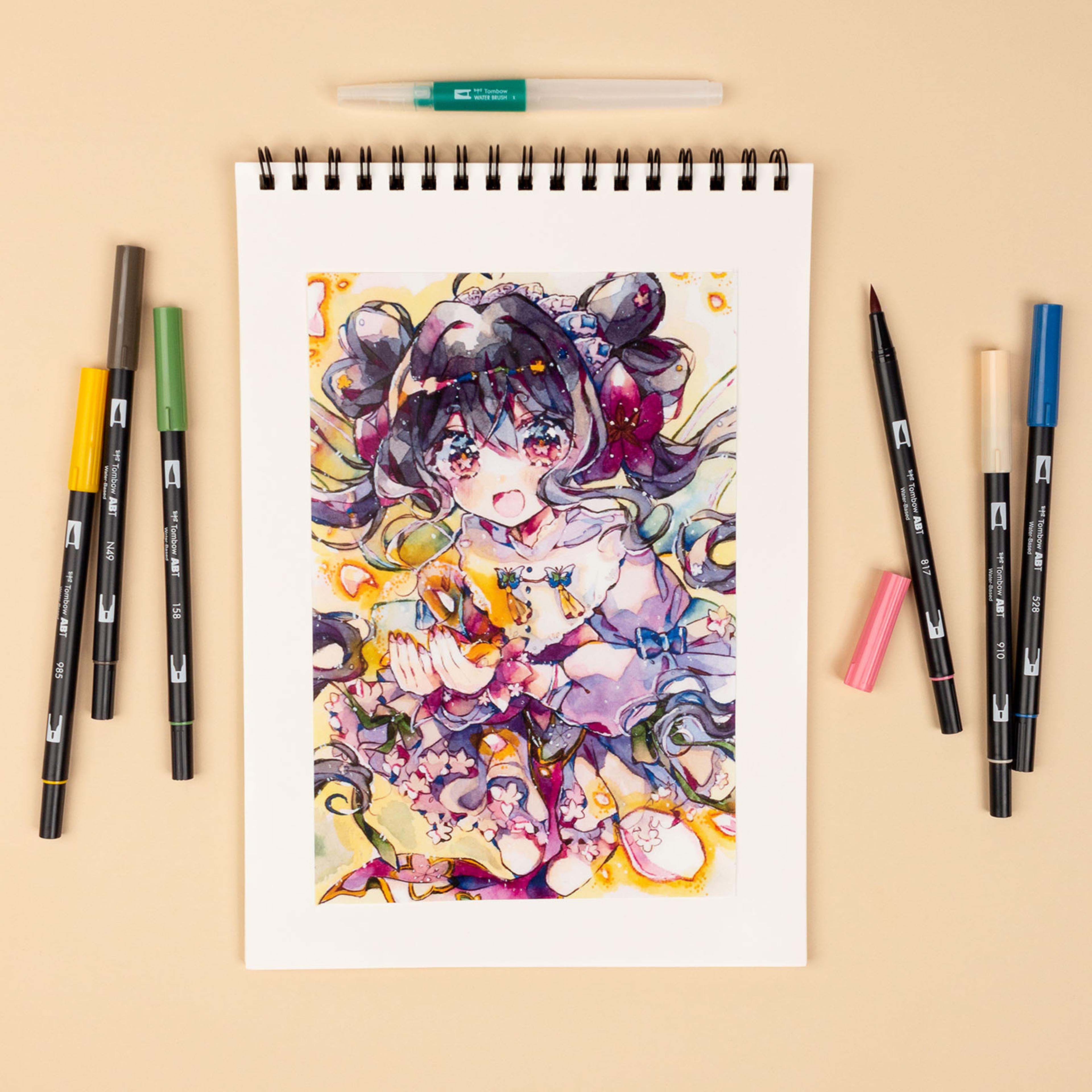 Tombow Flowers Manga Illustration Dual Brush Pen Art Set