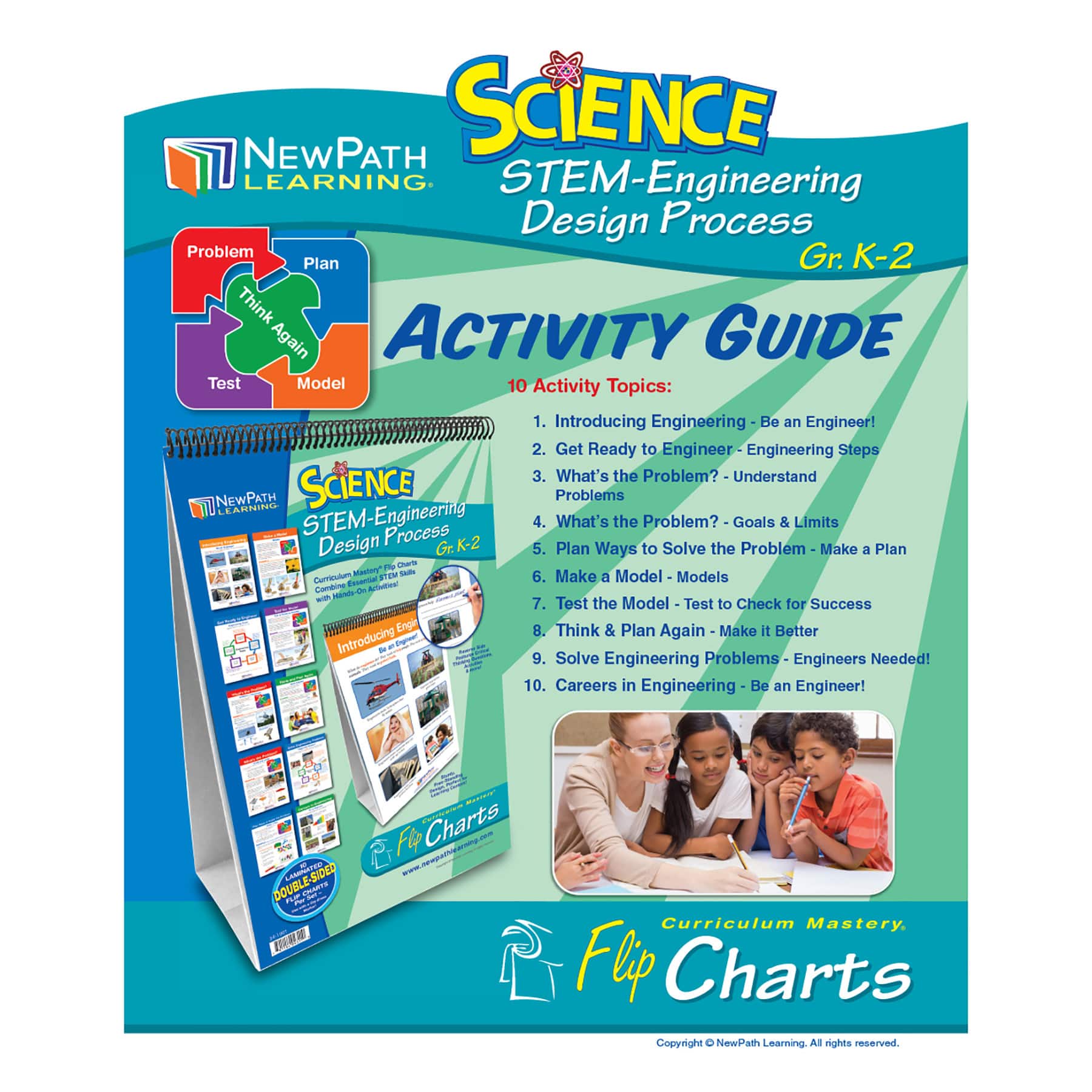 NewPath Learning® 12" x 18" STEM Engineering Design Process Flip Chart Set, Grades K-2