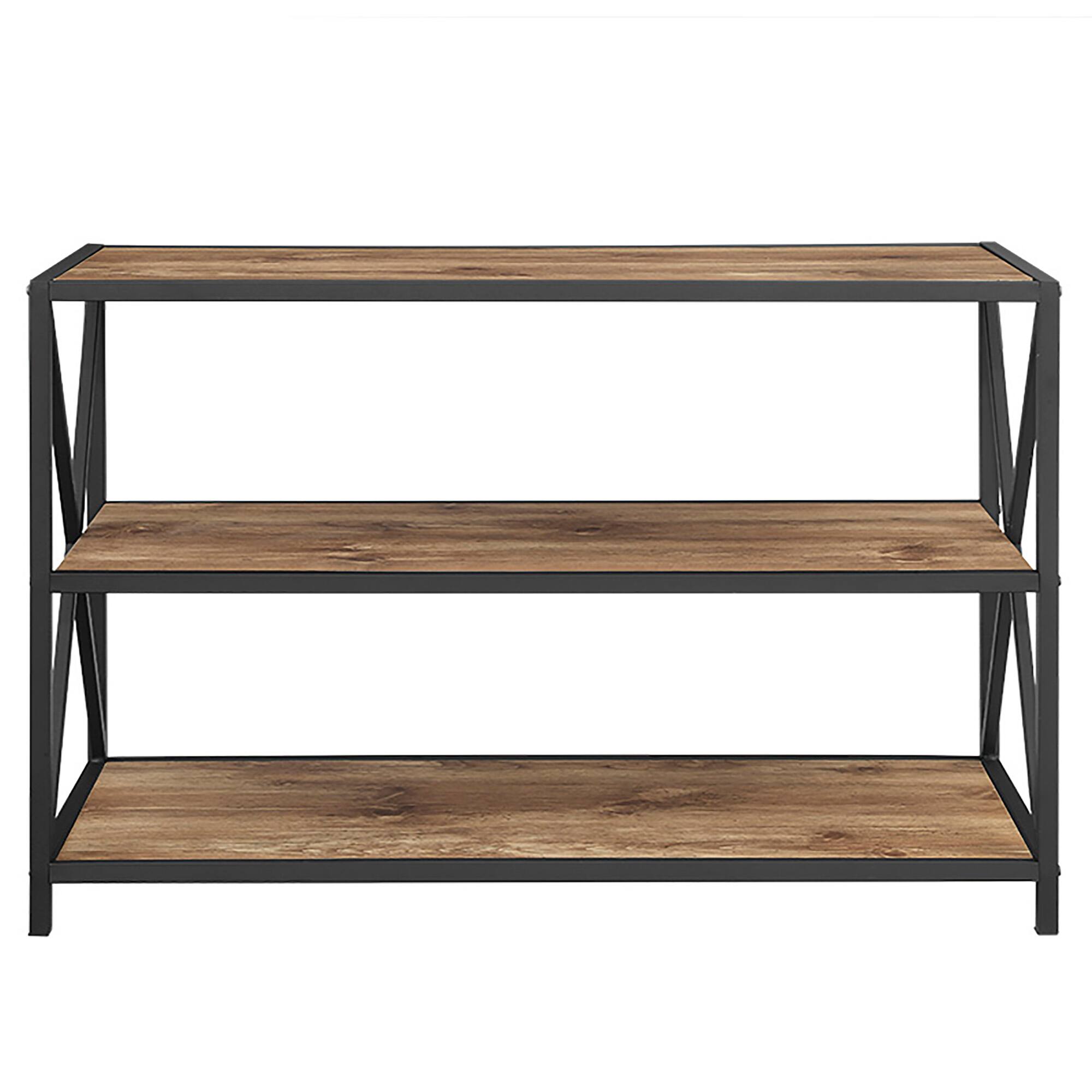 Walker Edison Barnwood X-Frame Industrial Wood Bookshelf