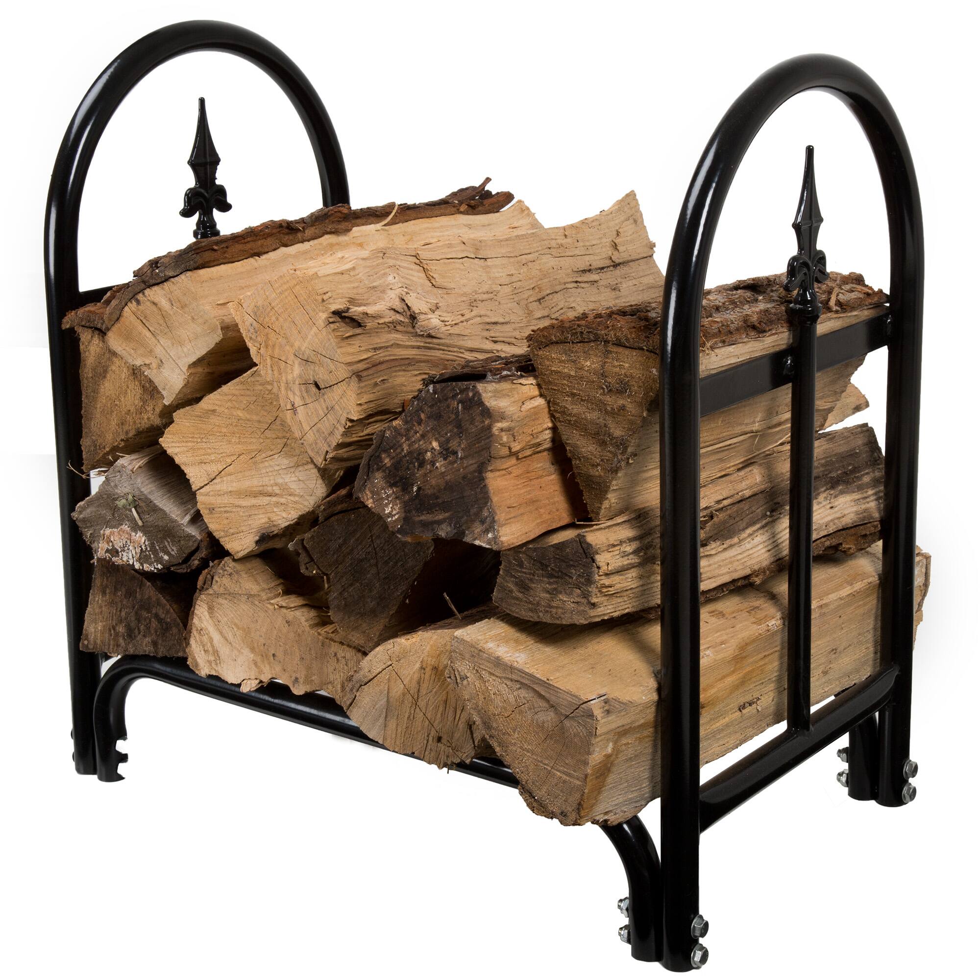 Hastings Home Black Finial Indoor Firewood Storage Rack