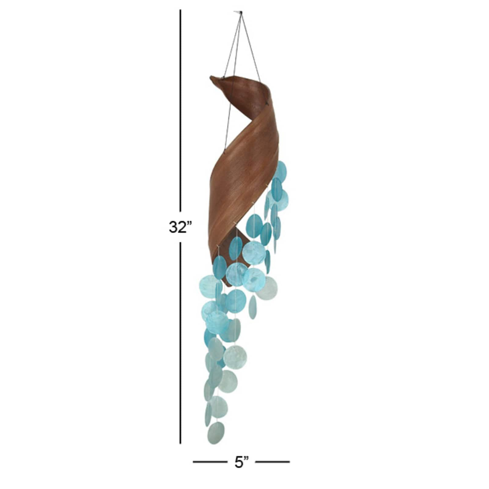 Teal Capiz Coastal Windchime, 5&#x22; x 32&#x22;