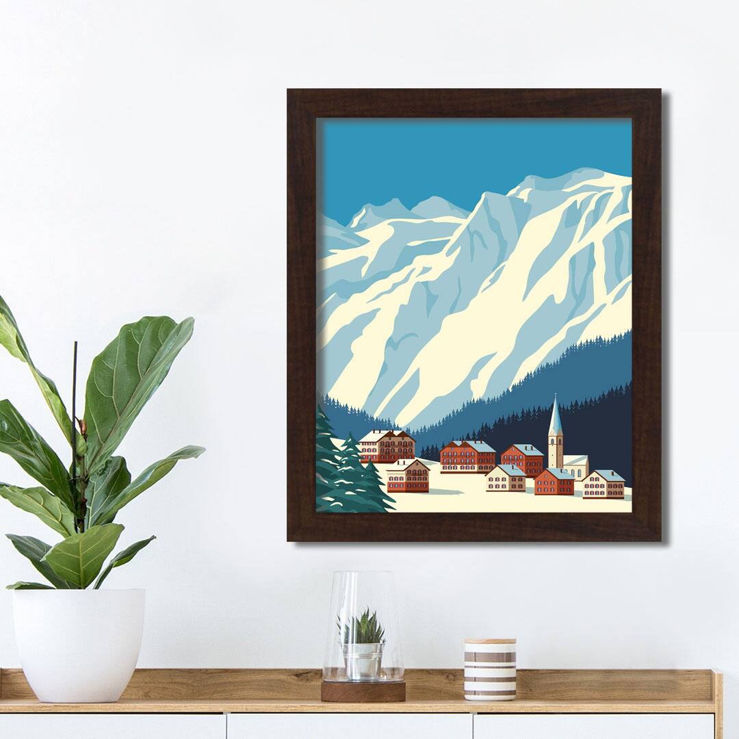 Mountain Basetown Black Framed Print Under Plexiglass