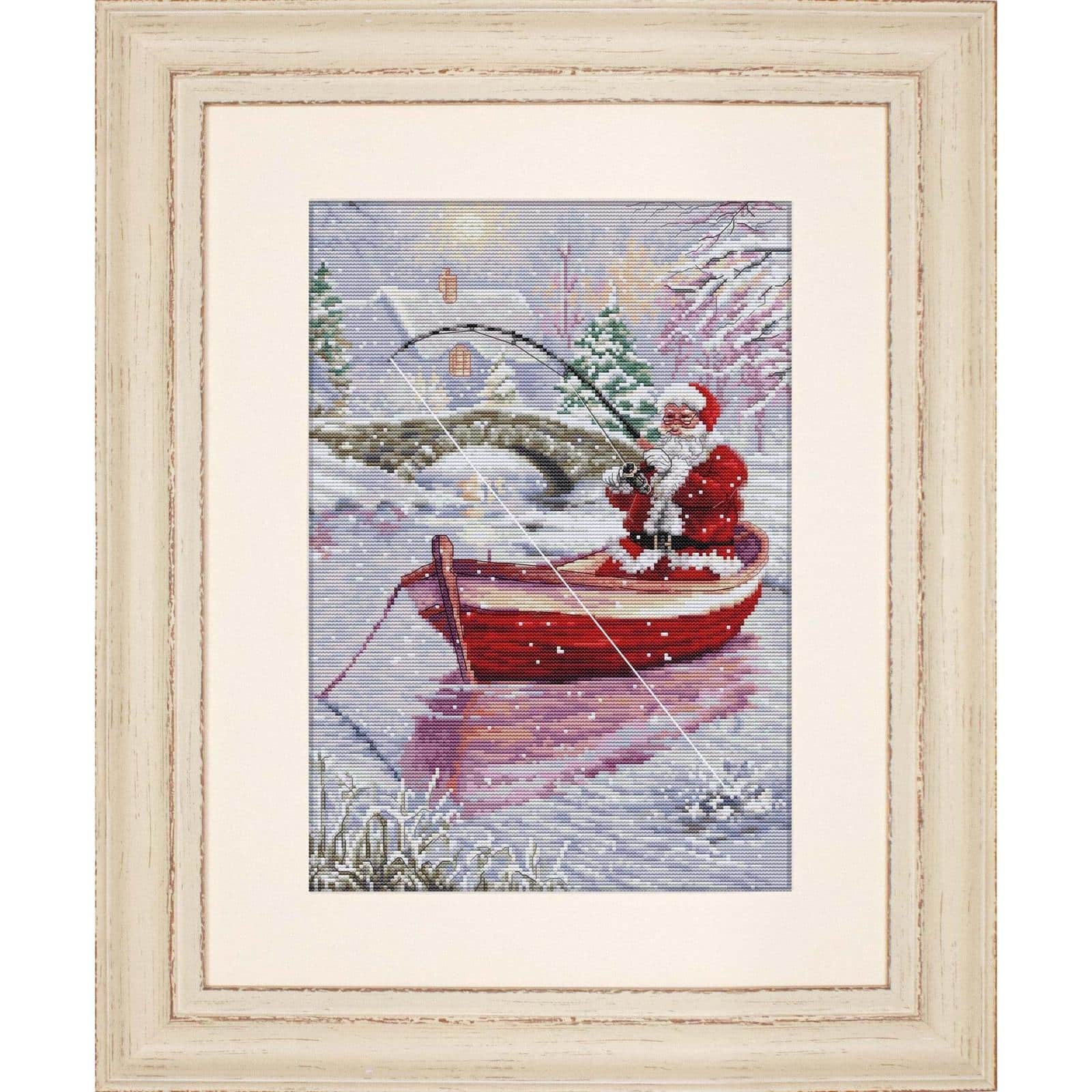 Luca-S Santa Fishing Counted Cross Stitch Kit
