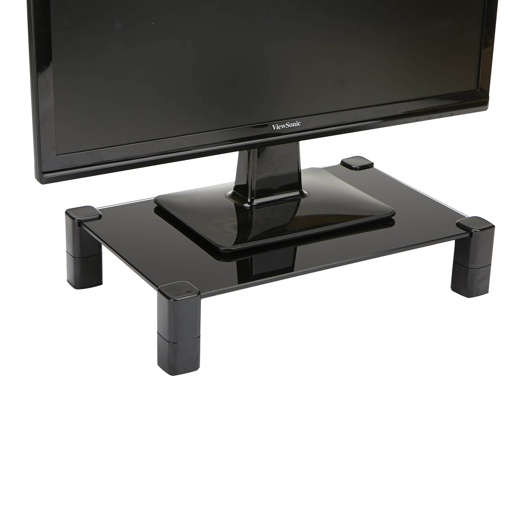 Mind Reader Black 4 Leg Glass Desktop Monitor Stand