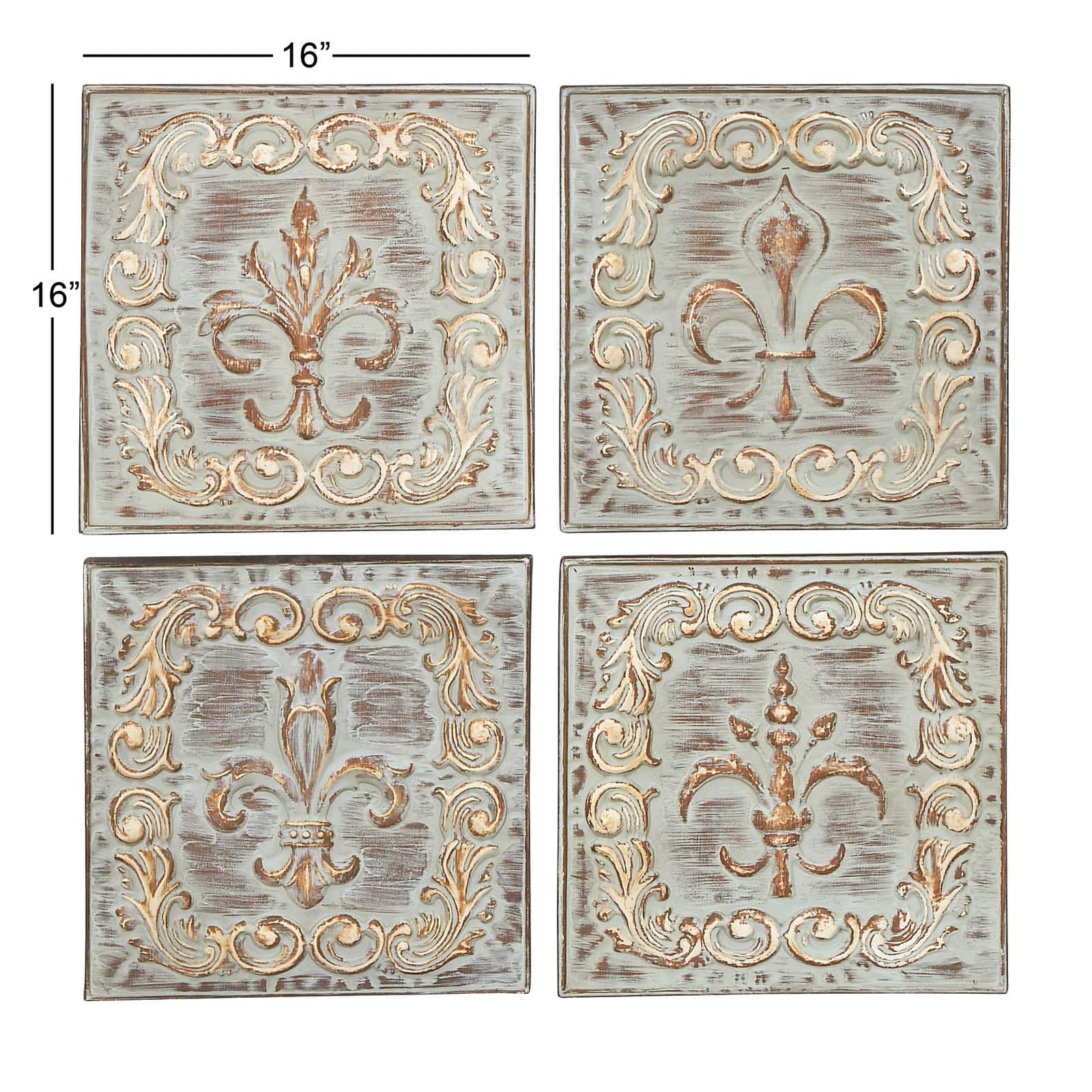 Brass Metal Fleur De Lis Wall D&#xE9;cor Set