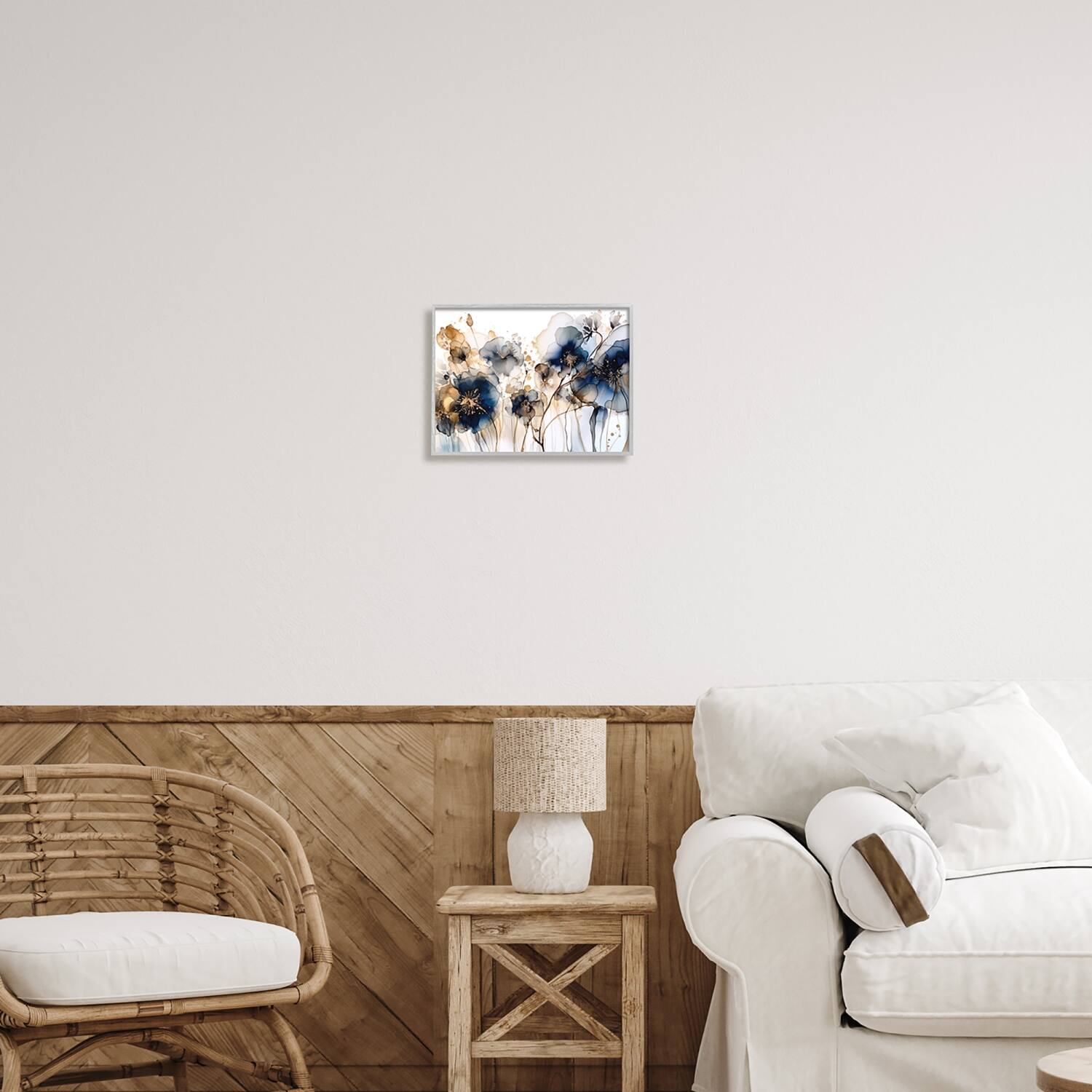 Stupell Industries Navy & Gold Abstraction Framed Giclee Art