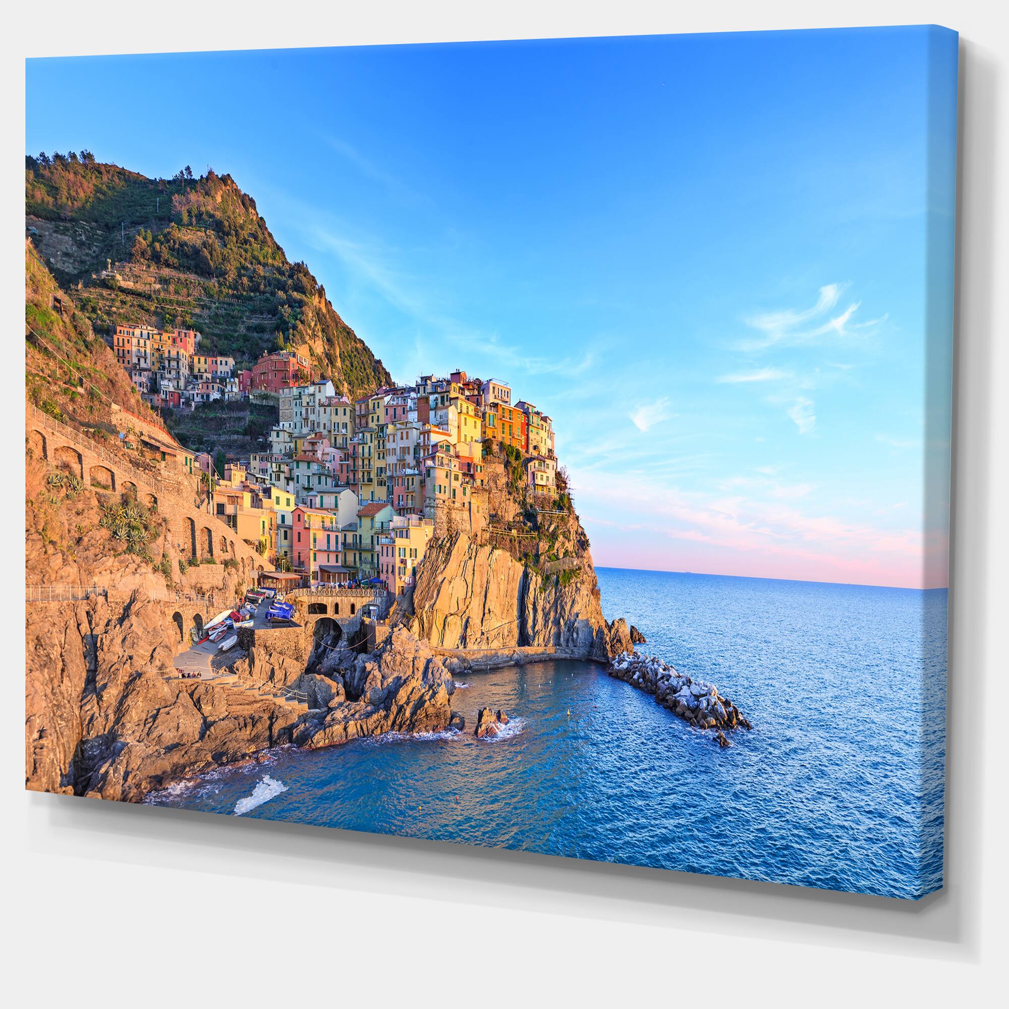 Designart - Manarola Village Cinque Terre Italy - Extra Large Seashore Canvas Art