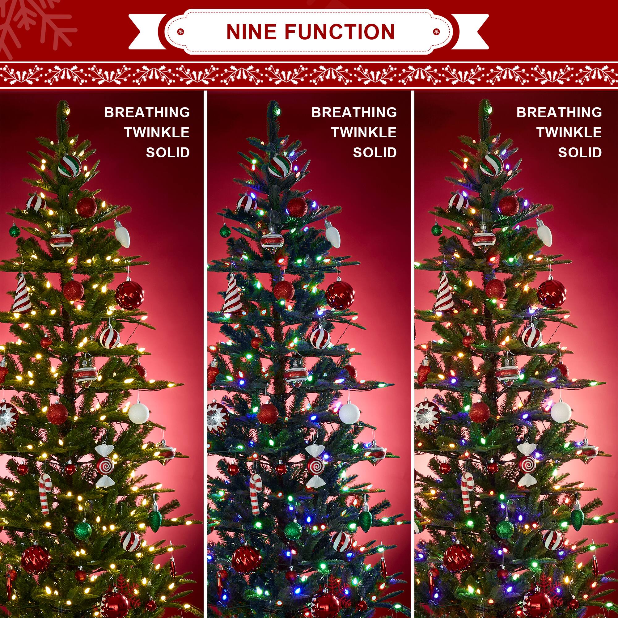 7.5ft. Pre-Lit Slim Fir Artificial Christmas Tree, Color Changing LED Lights