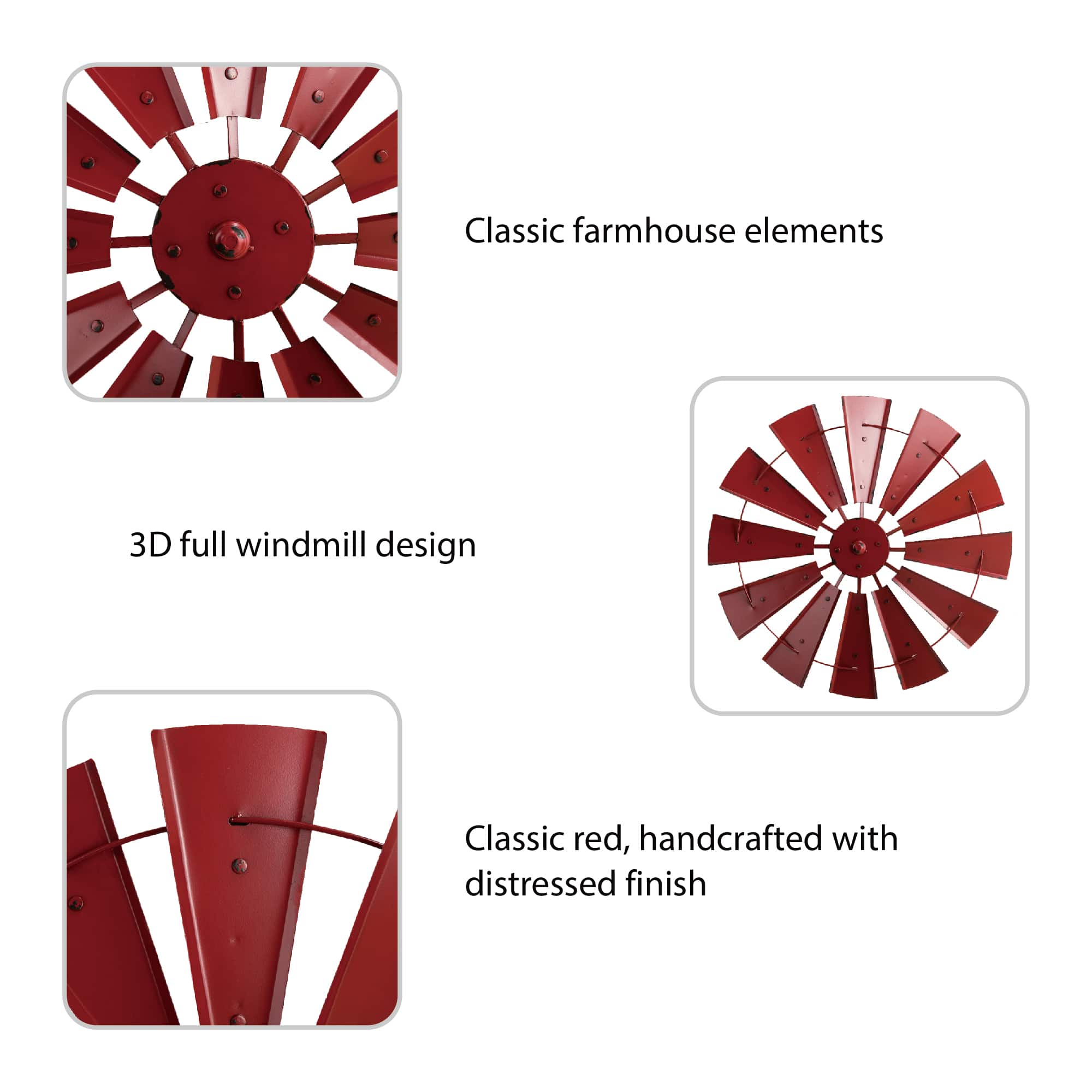 Glitzhome&#xAE; 28.5&#x22; Red Metal Wind Spinner Wall D&#xE9;cor