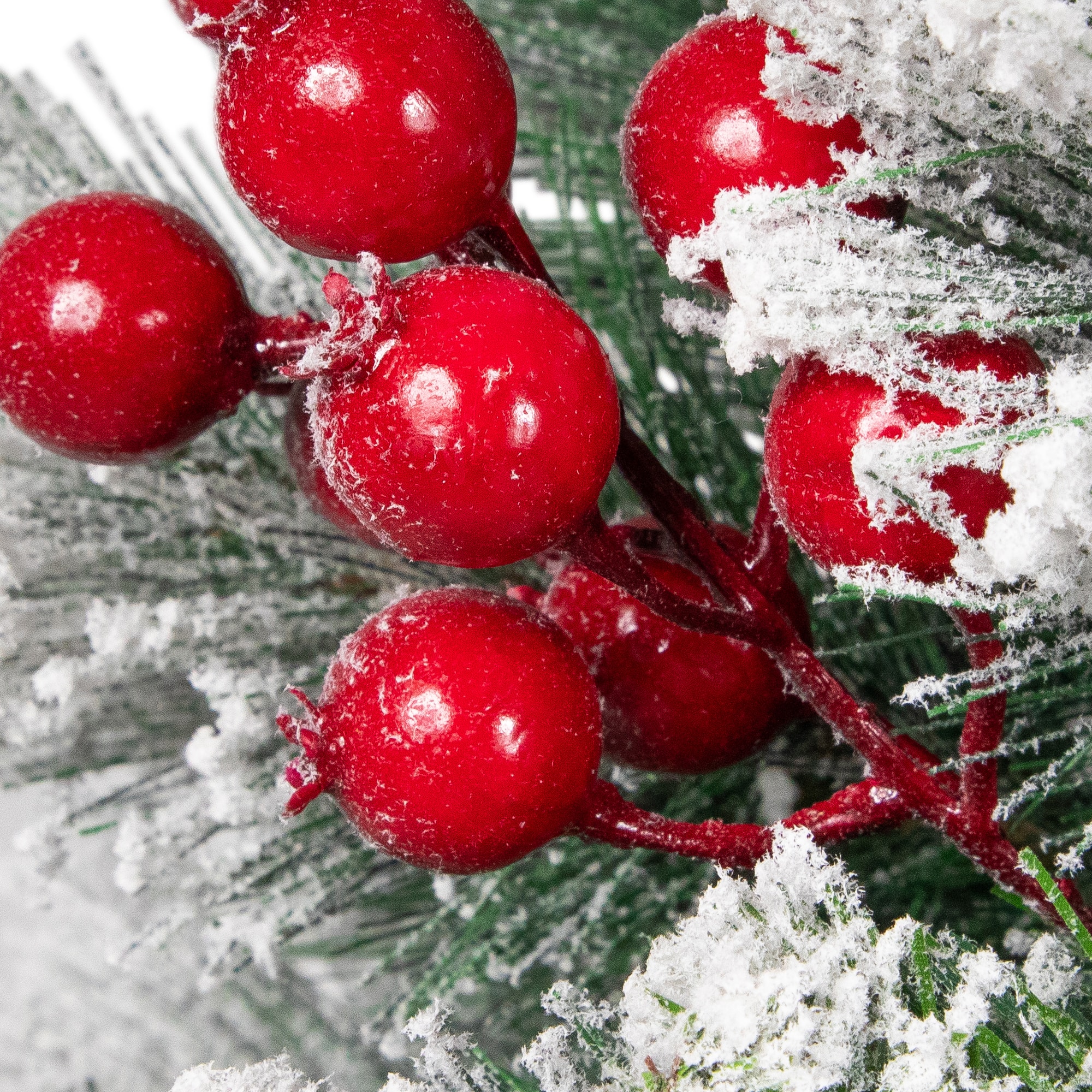 4.5ft. Unlit Flocked Fairfield Fir Full Artificial Christmas Tree with Red Berries